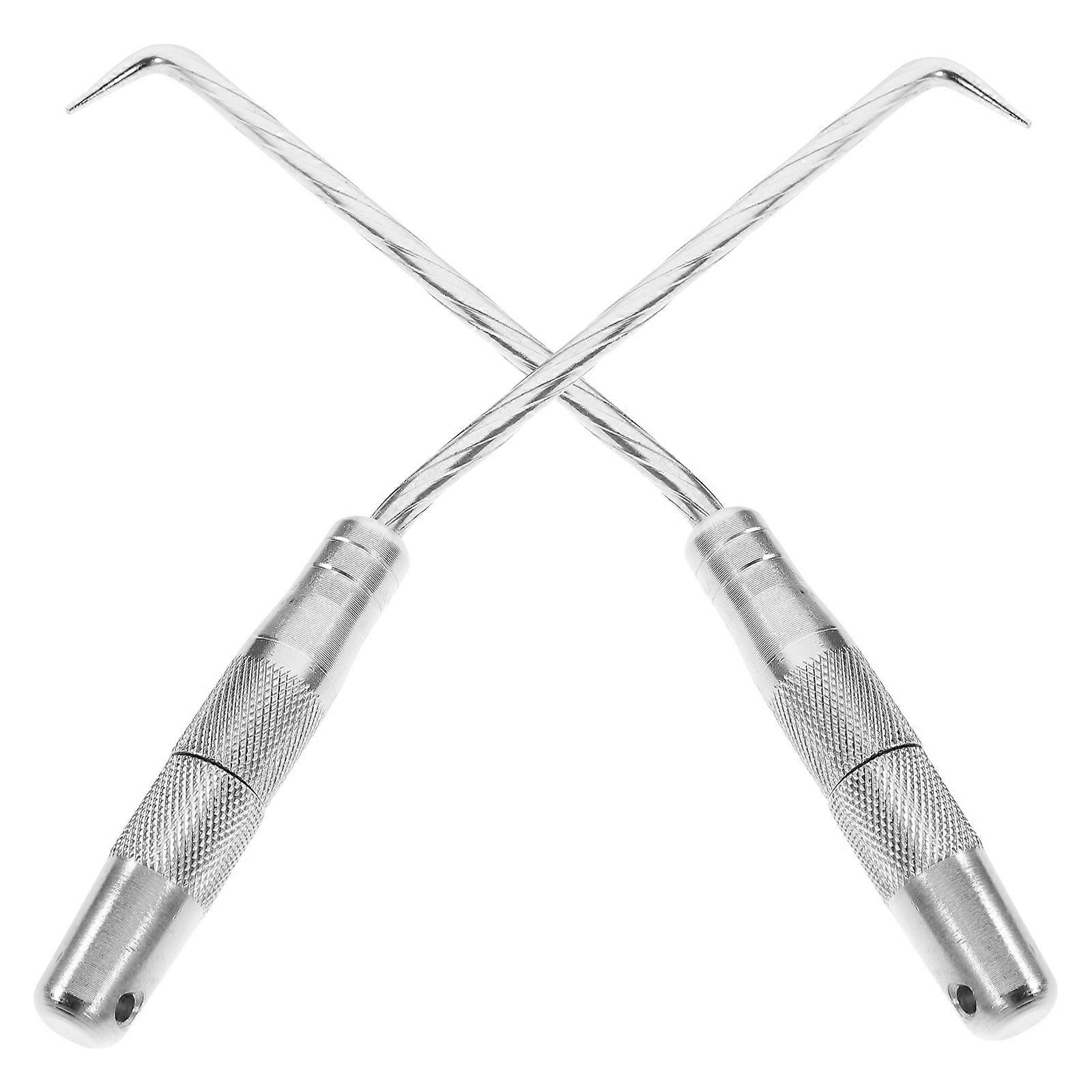 Stainless Steel Hook Set 2Pcs Rebar Tie Wire Hooks For Construction Sites Tying Steel Bars 10.61X0.71X0.71In Non-Slip Handle