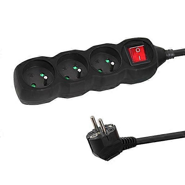 Esperanza Power Strip 3 Sockets Switch 1,5M Black