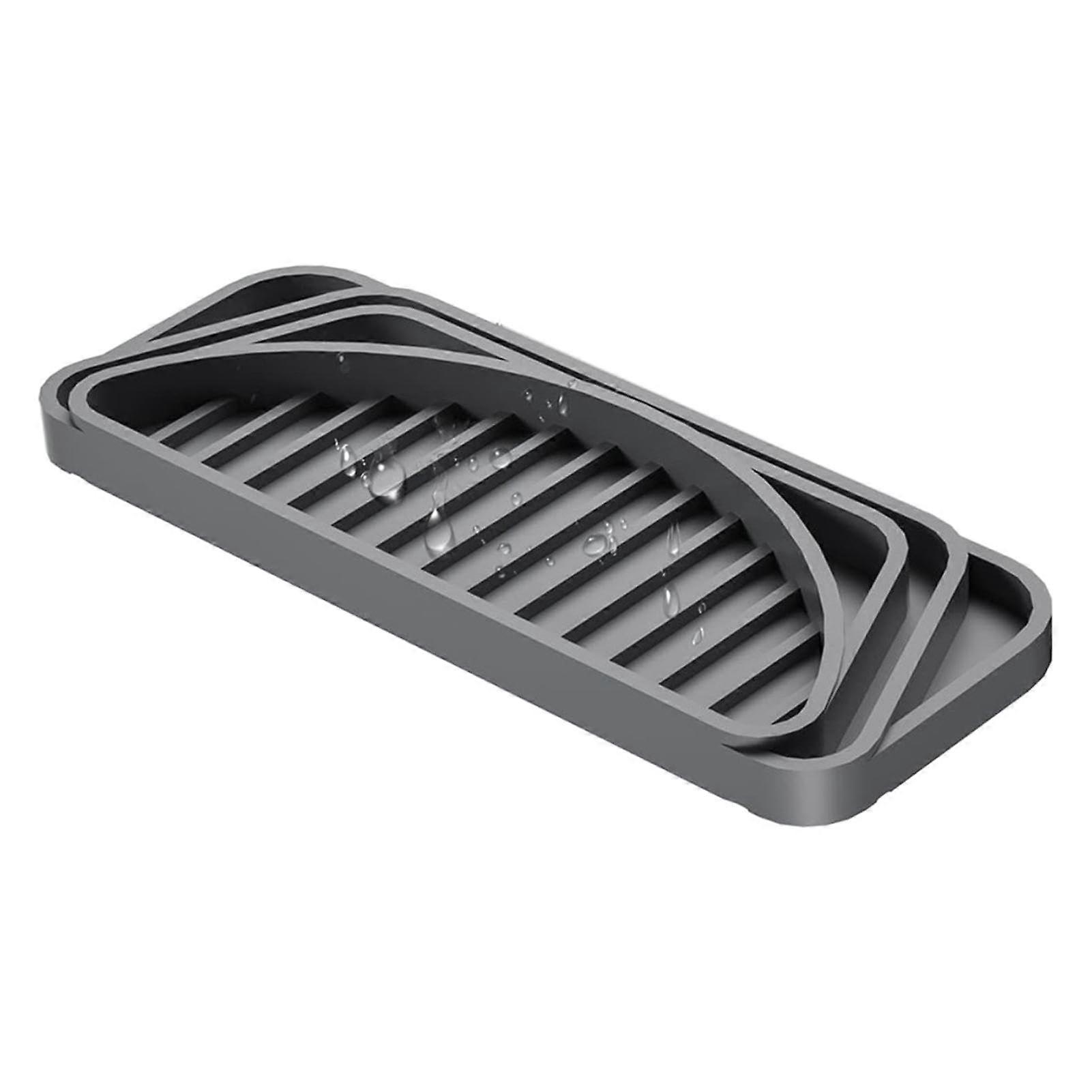 Refrigerator Drip Tray Silicone Water Collector for Fridge Shelf Grey, Non-Slip Design, Easy to Clean, Compatible with Standard Sizes