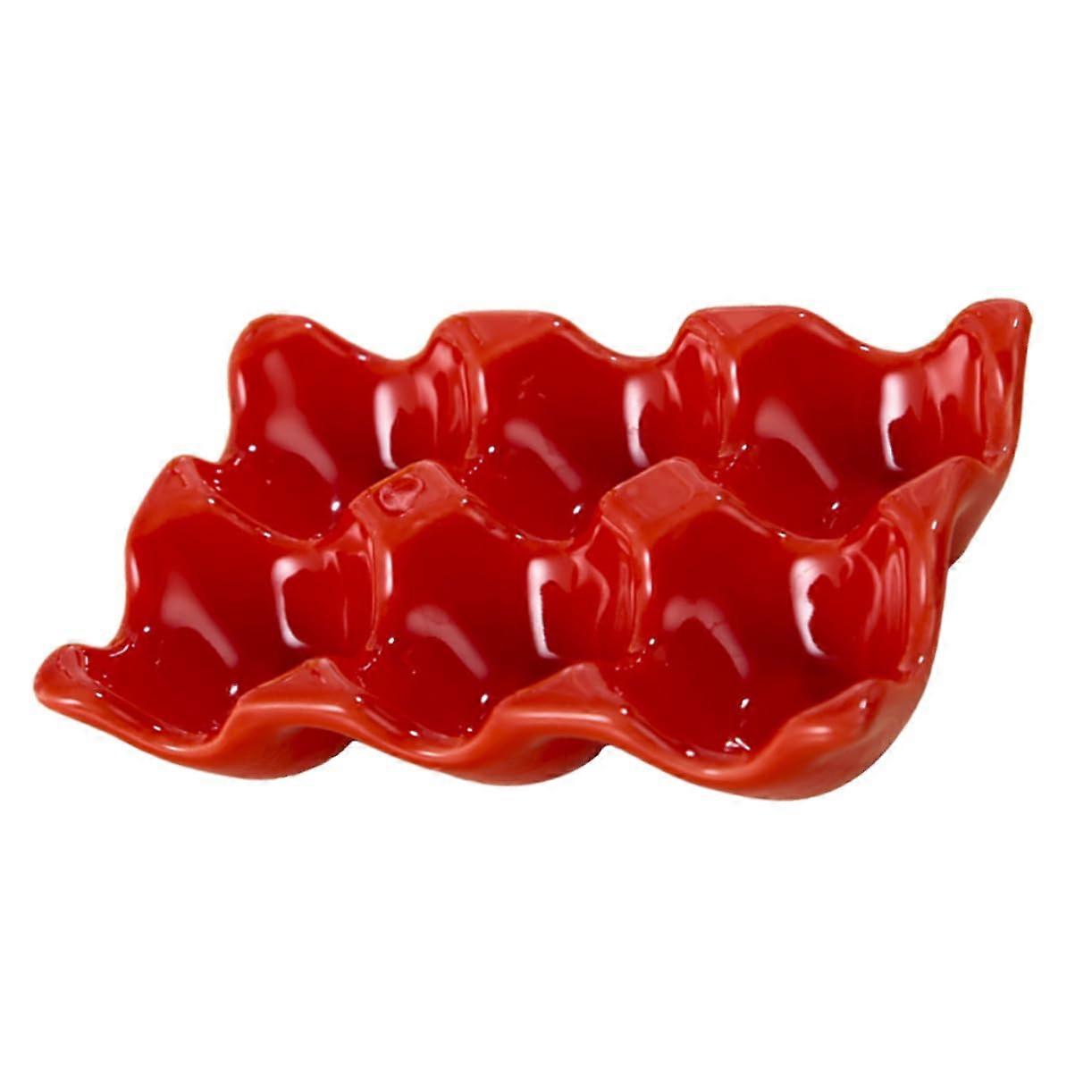 Egg Holder Reusable Dispenser For Refrigerator With Egg Drawer, Multi-Tier Countertop Egg Rack, ABS-Ceramic, Red