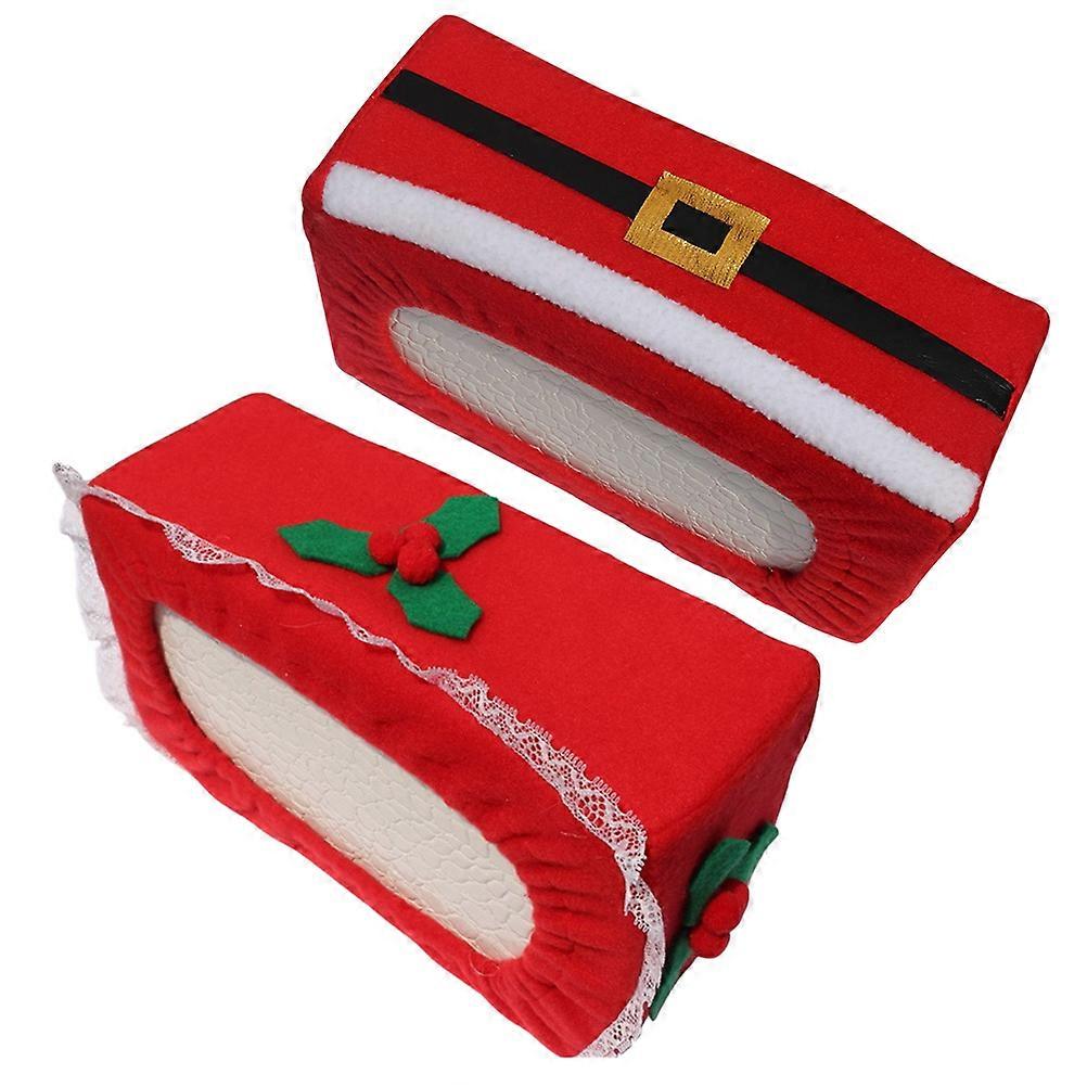 Holiday Tissue Box Decoration For Christmas Party Living Room And Office Use In Random Style Rectangular Fabric 25.50X14.00X9.50CM 2Pcs