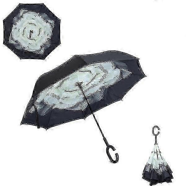 Fashion Windproof Reverse Folding Double Upside Down Umbrella