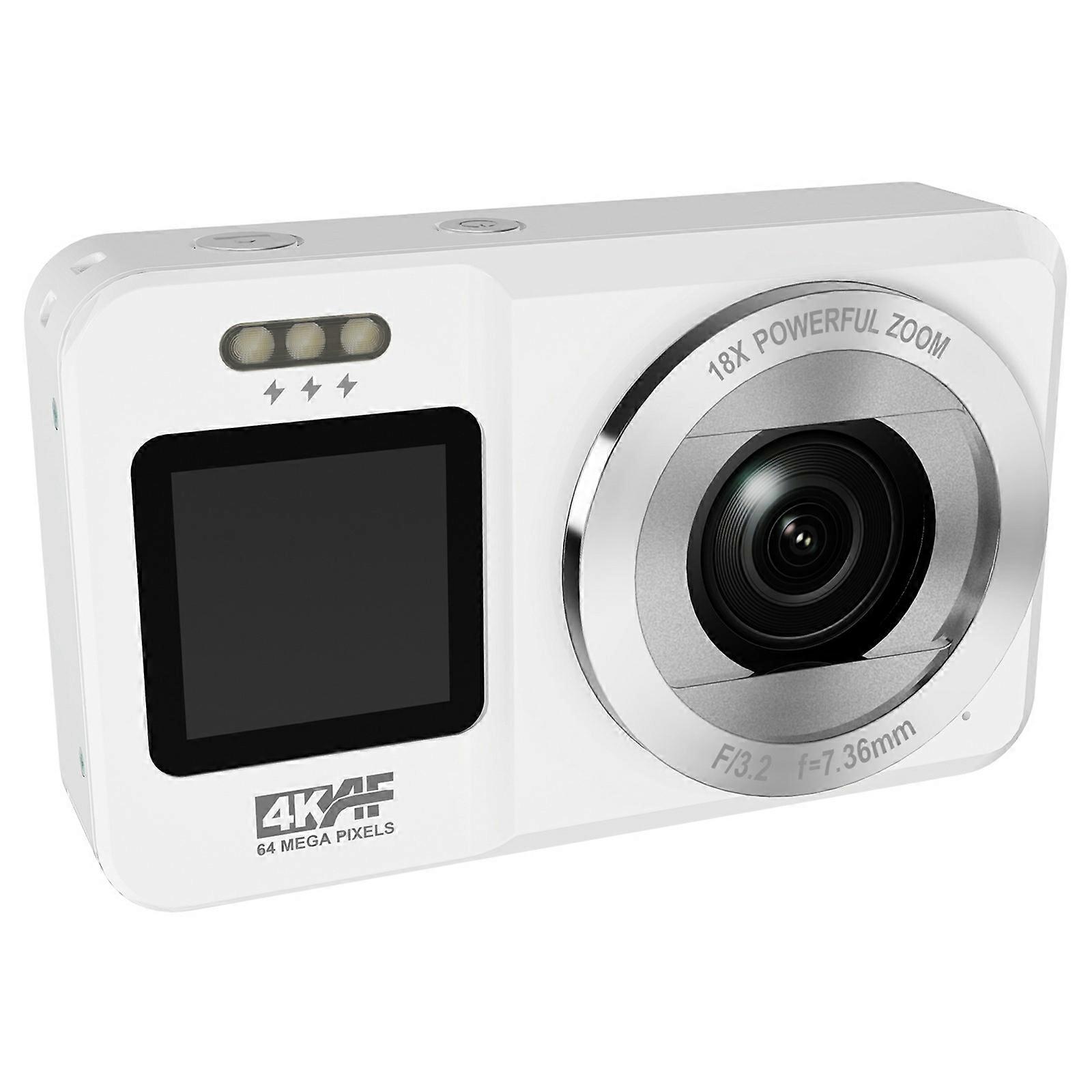 TKdaddy CV04 Cameră digitală portabilă Ecran dublu HD Înregistrare video CCD Cameră de focalizare automată Alb