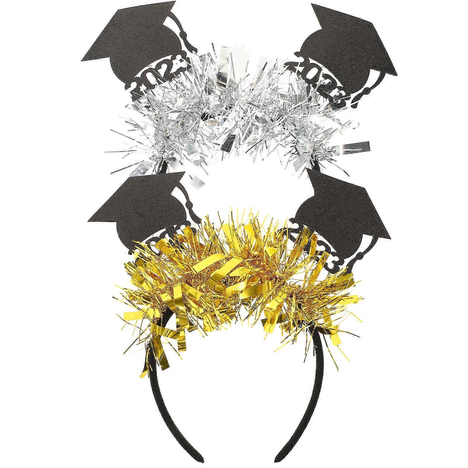 Graduate Cap Headband 2Pcs Graduation Themed Party Decoration Graduates Fixed On Head Small And Compact Light Weight