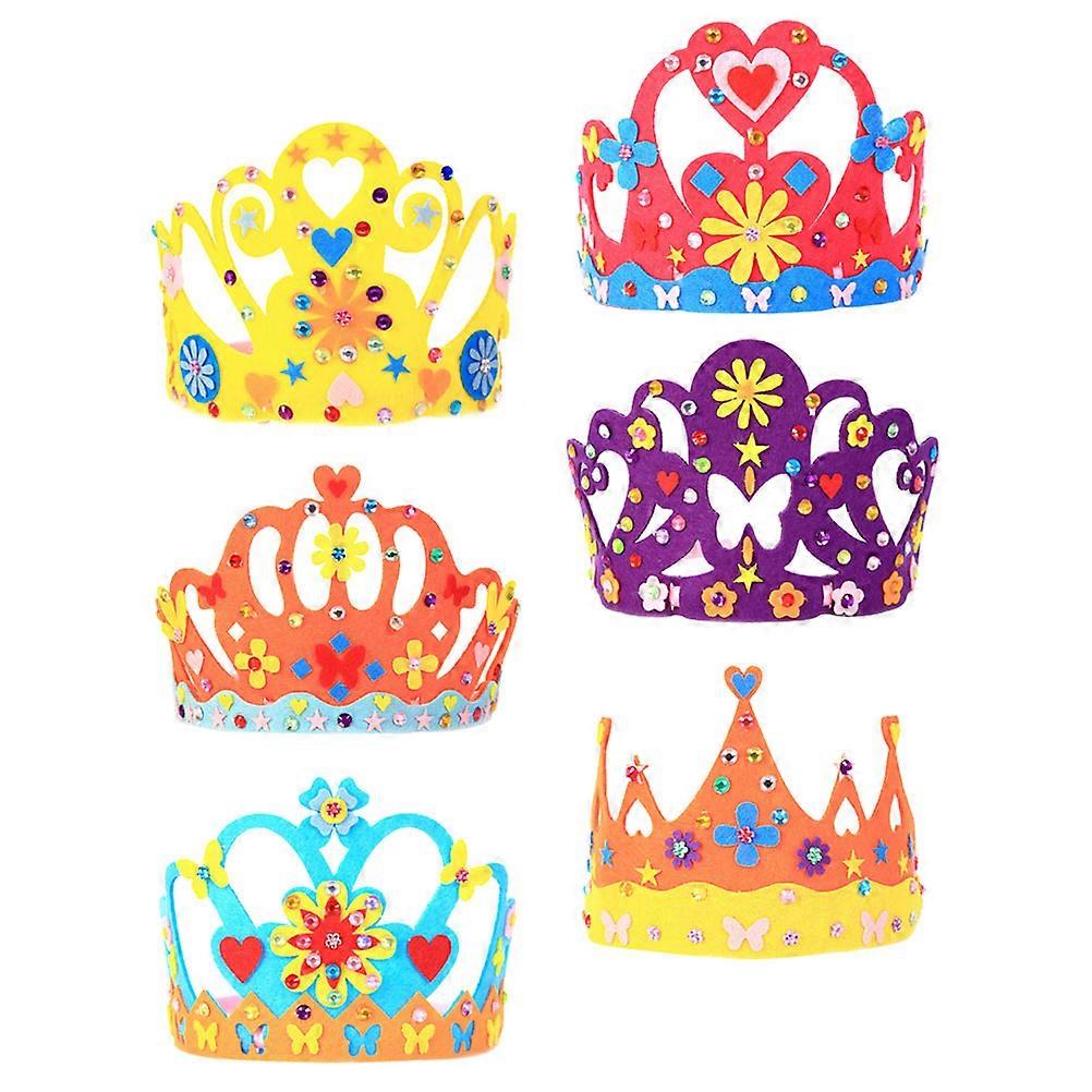 6 Sets DIY Birthday Crown Making Kit for Creative Fun and Role Play – Lightweight and Easy to Assemble Craft Supplies for Parties