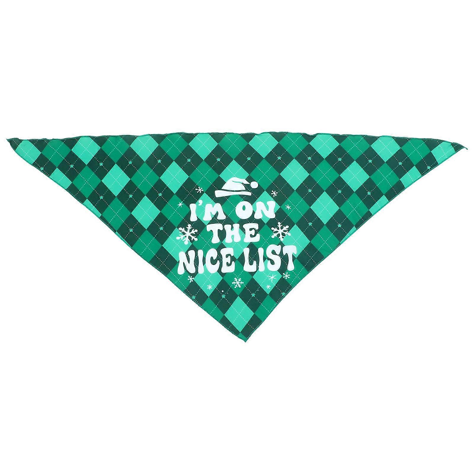 Christmas Themed Dog Bandana Triangular Scarf For Pets Green 1Pcs Easy To Dry Saliva Absorption