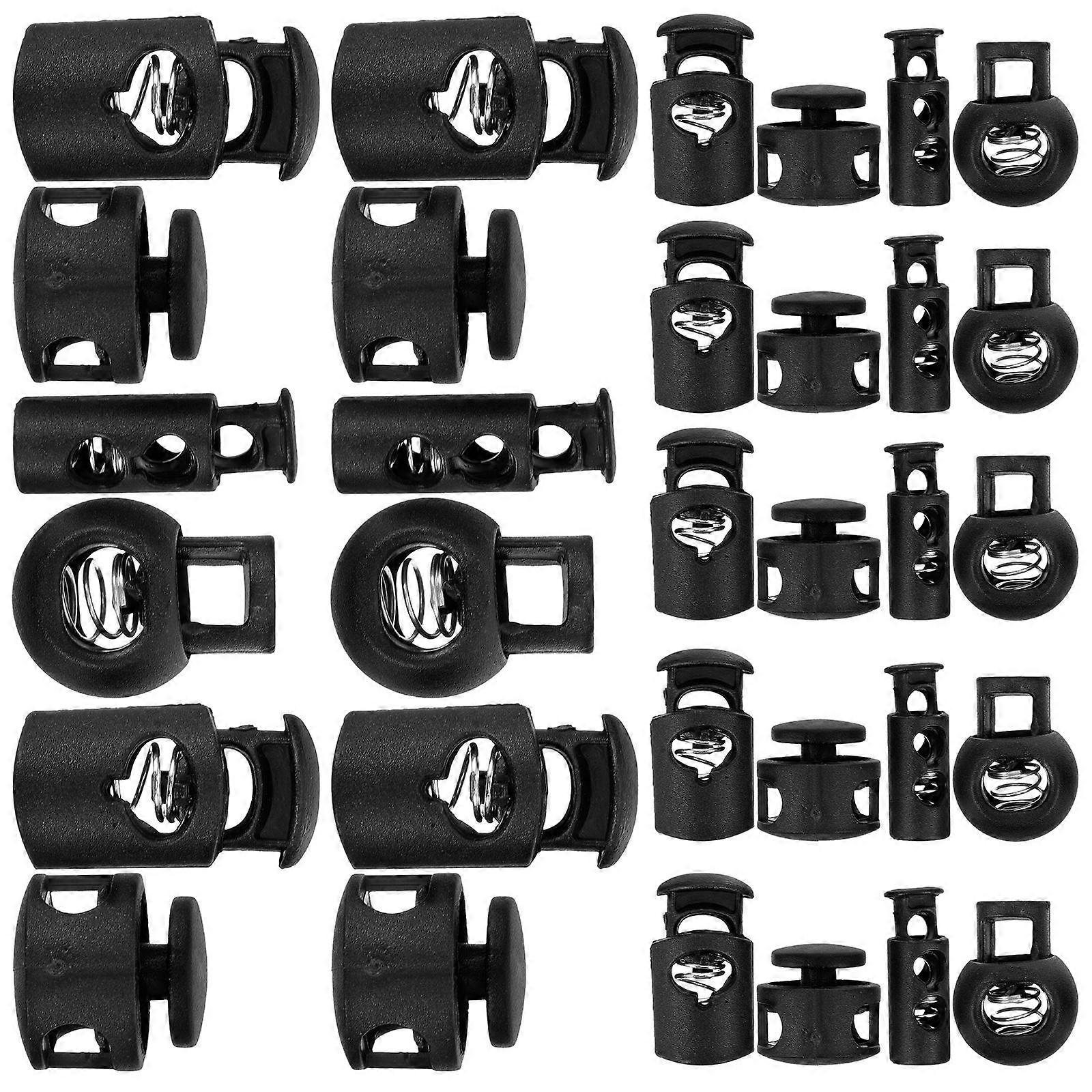 Adjustable Cord Locks 80Pcs Spring Locks For Tightening Shoelaces Black Plastic Essential For General User Applications