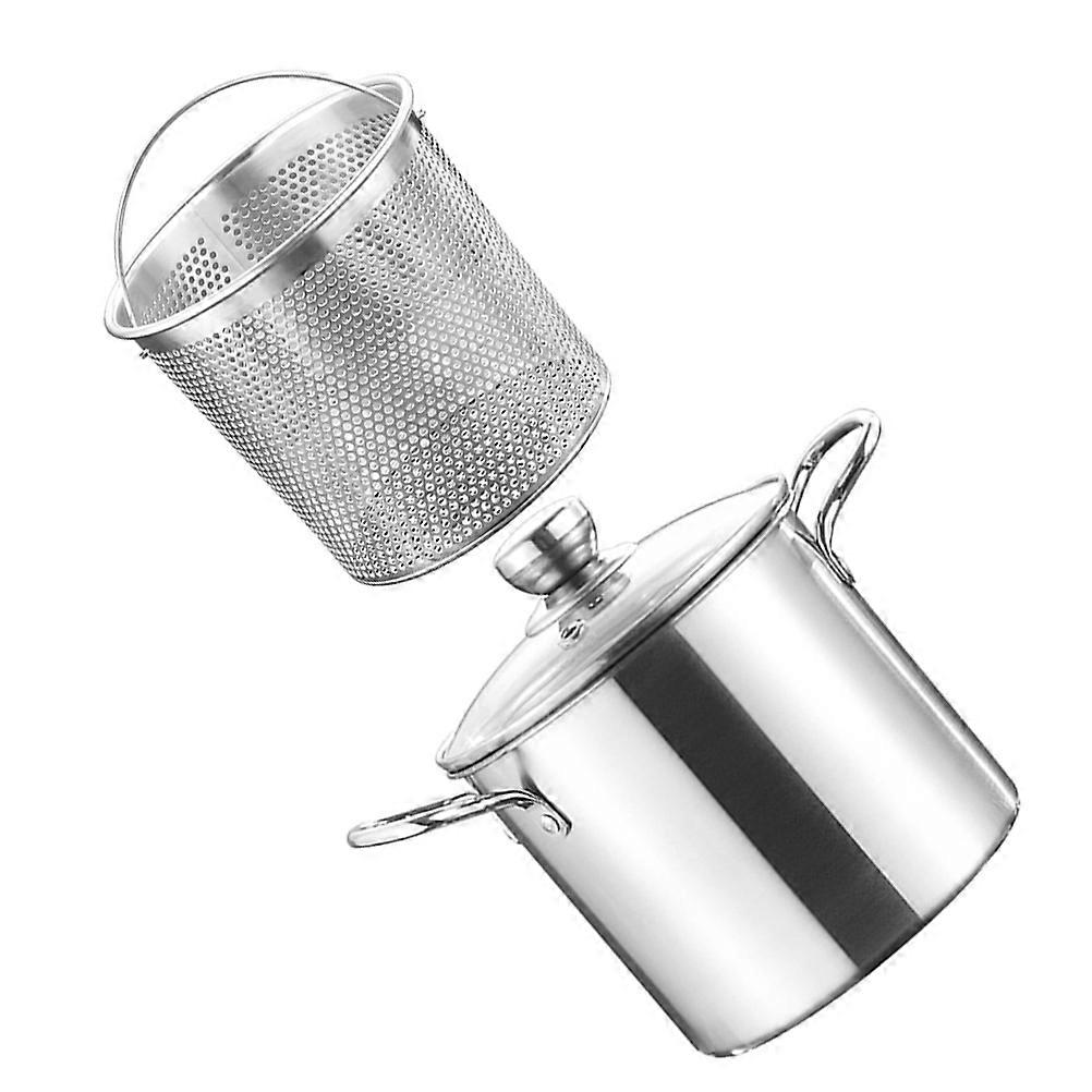 Stainless Steel Frying Pot Kit Deep Frying Pot For Home Cooking With Ergonomic Handle Silver 1 Set