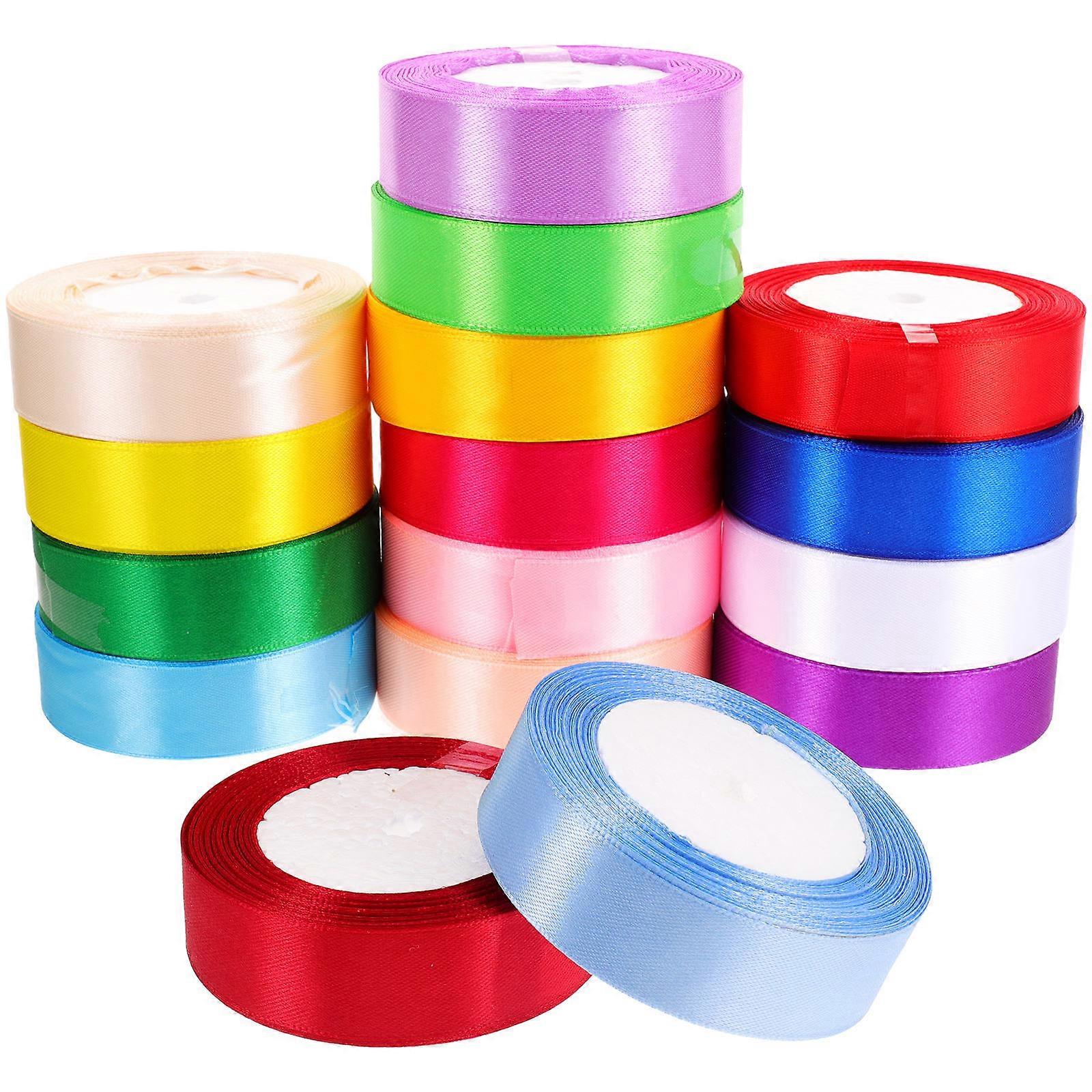 16 Rolls Multi Purpose Polyester Ribbon for Bouquet Wrapping, Packaging, DIY Crafts & Decorations – Versatile Use for All Occasions