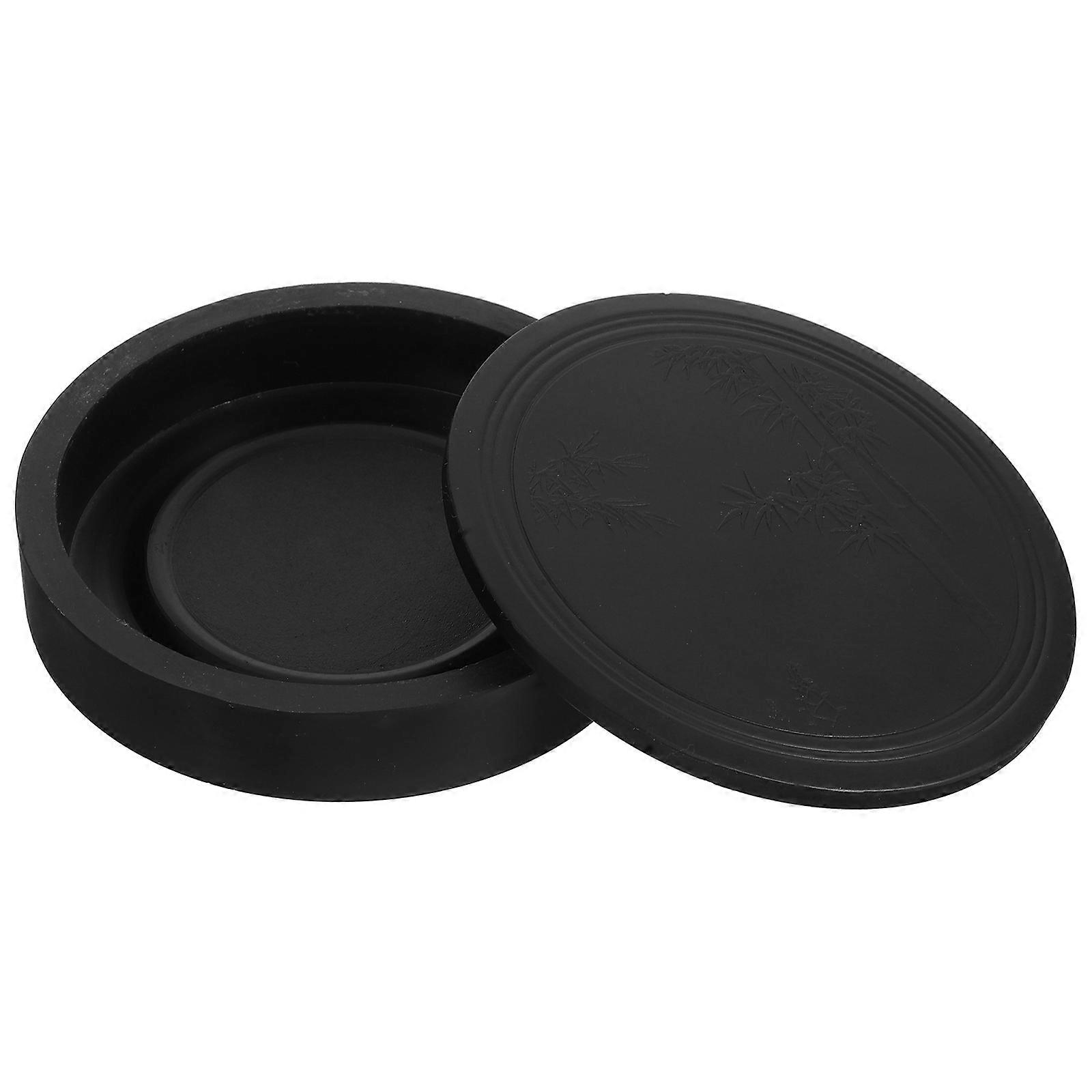 MLINS Professional Ink Dish with Cover for Chinese and Japanese Calligraphy Includes 1 Set Ink Lid for Moisture Control