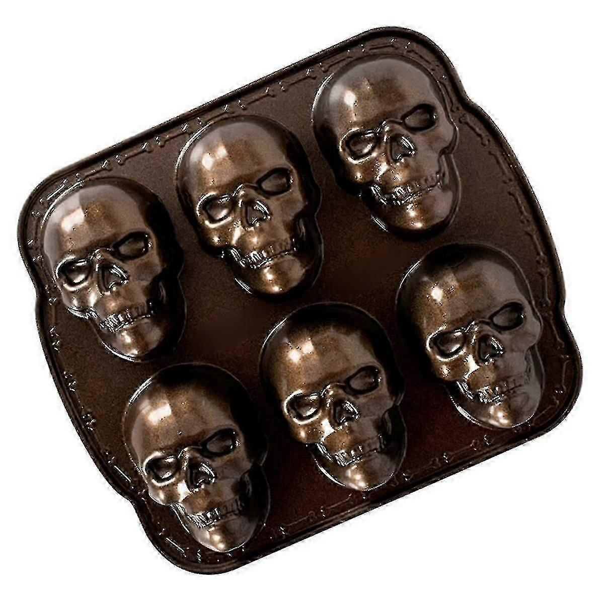 Ware Halloween Bakvorm, Haunted Skull Cakelet Pan, Brons-yujiae