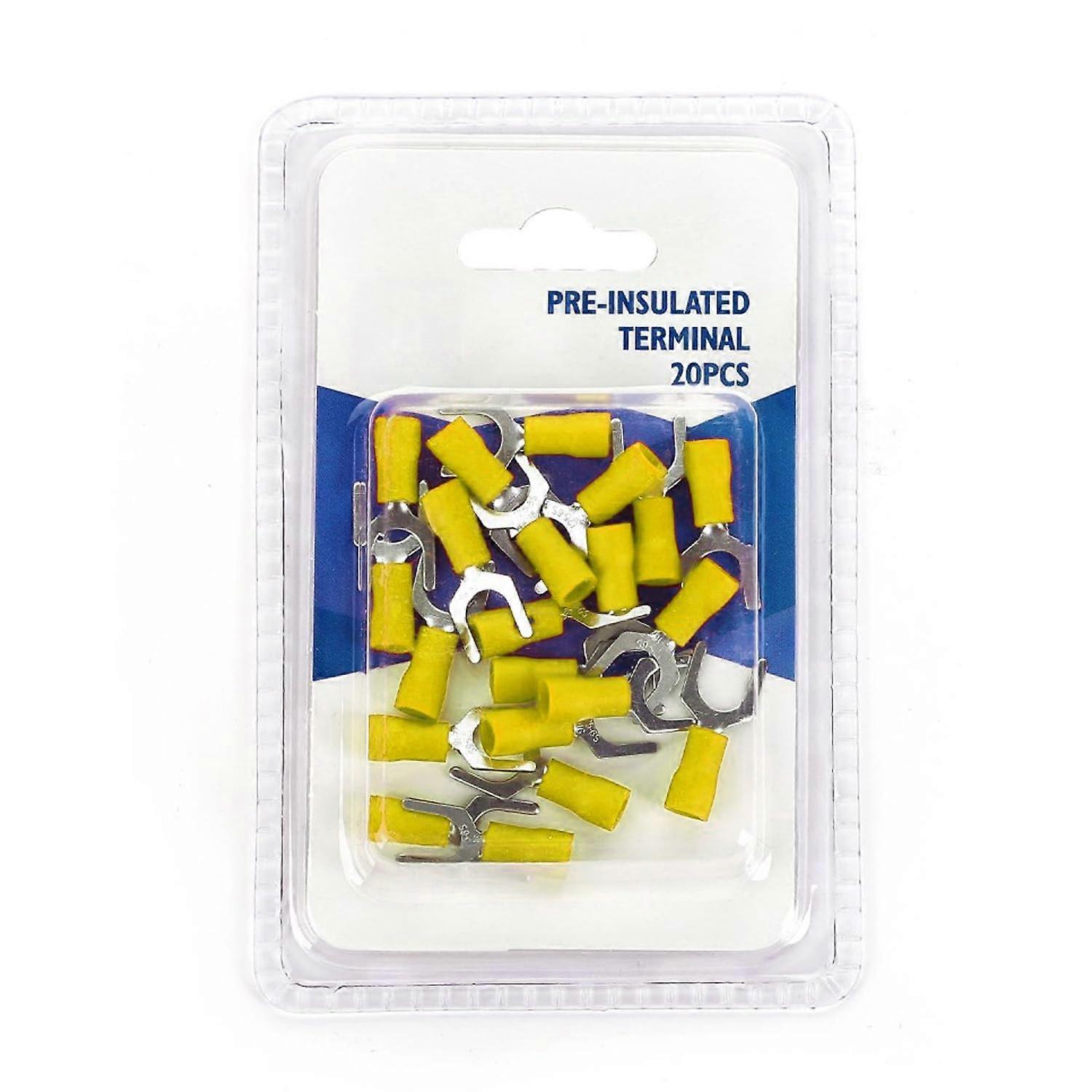 Yellow SV1.25-4 Electrical Insulation Connectors Pack of 20, Durable 4mm2 Wire Connectors for Safe Wiring Applications