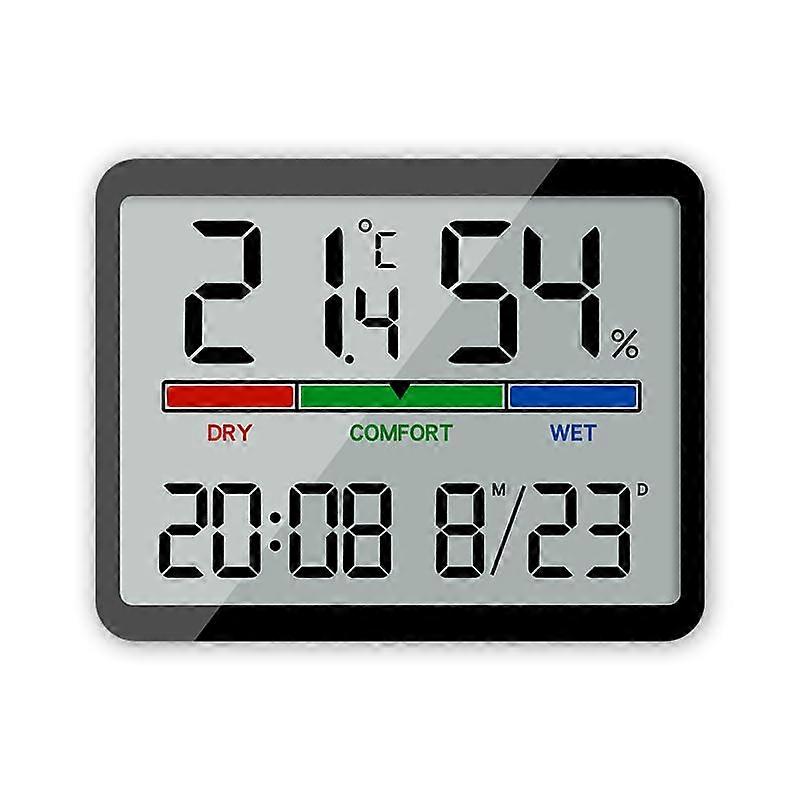 Digital Thermo-Hygrometer with Large Screen, Ultra Thin Design, Magnetic Back, Multifunctional Temperature Humidity Meter (Black)