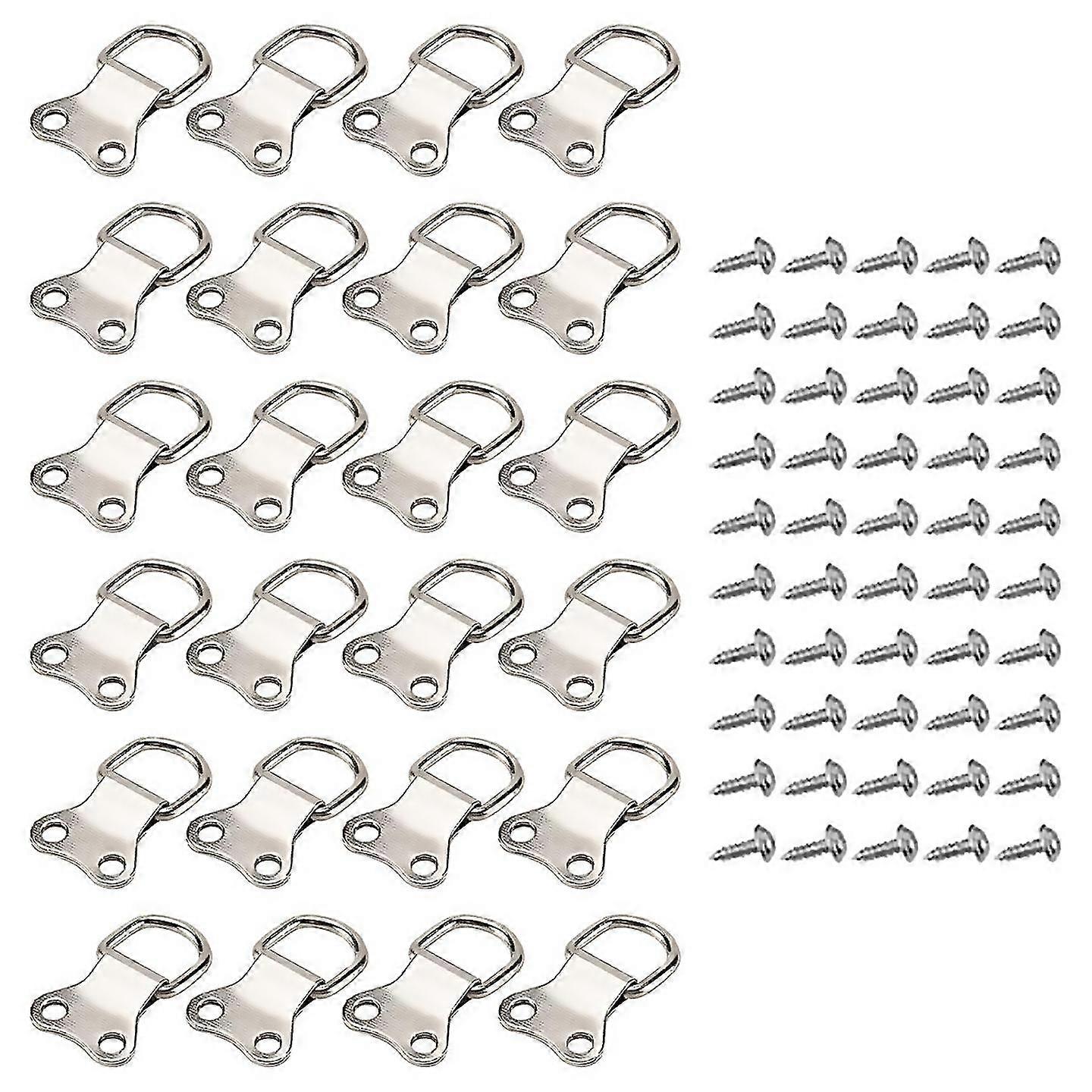 For 25 Pcs Dring Hanging Hooks Double Hole Hangers With Screws Silver