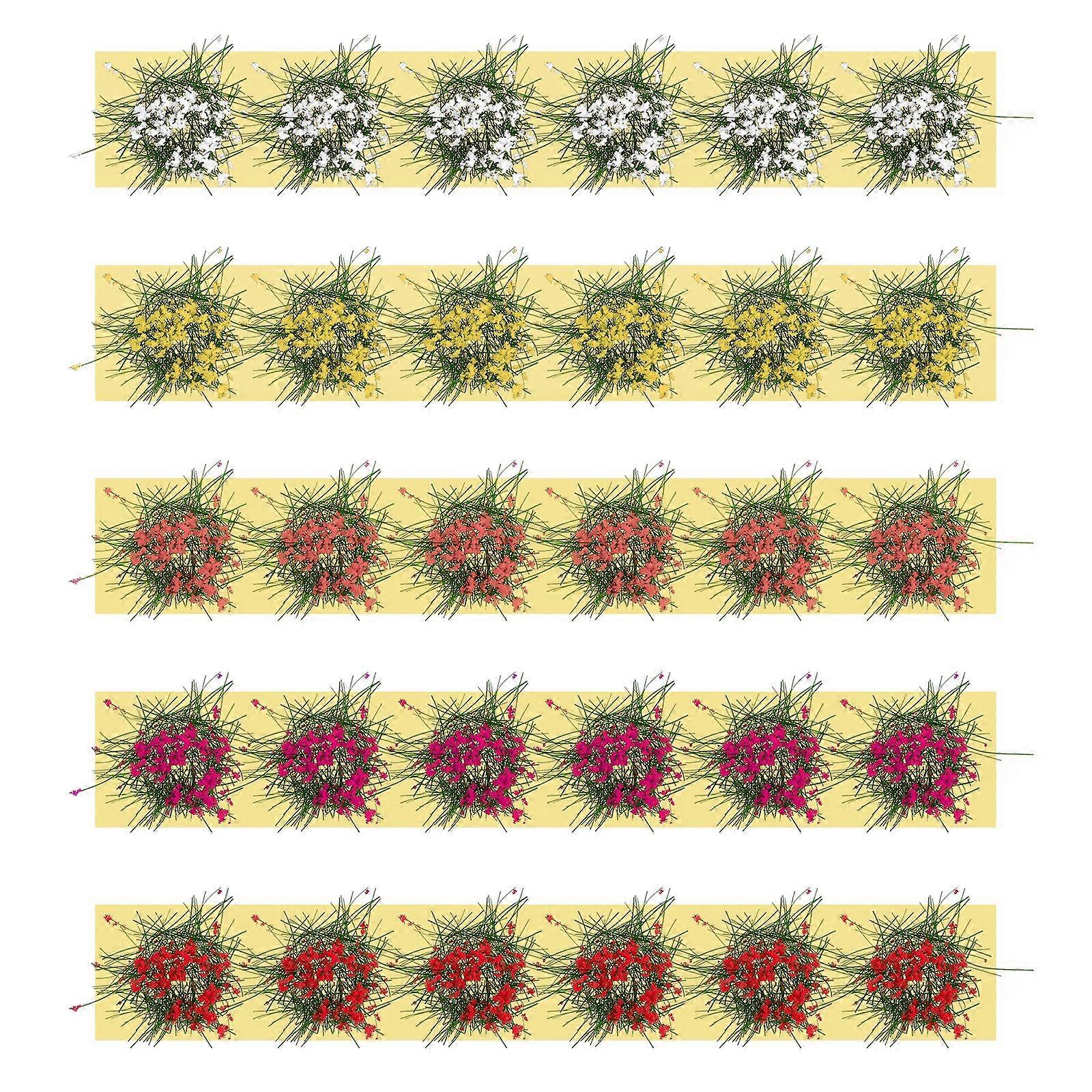 5pcs Microlandscape Mini Flower Clusters Static Scenery Models DIY Miniature Grass Clusters