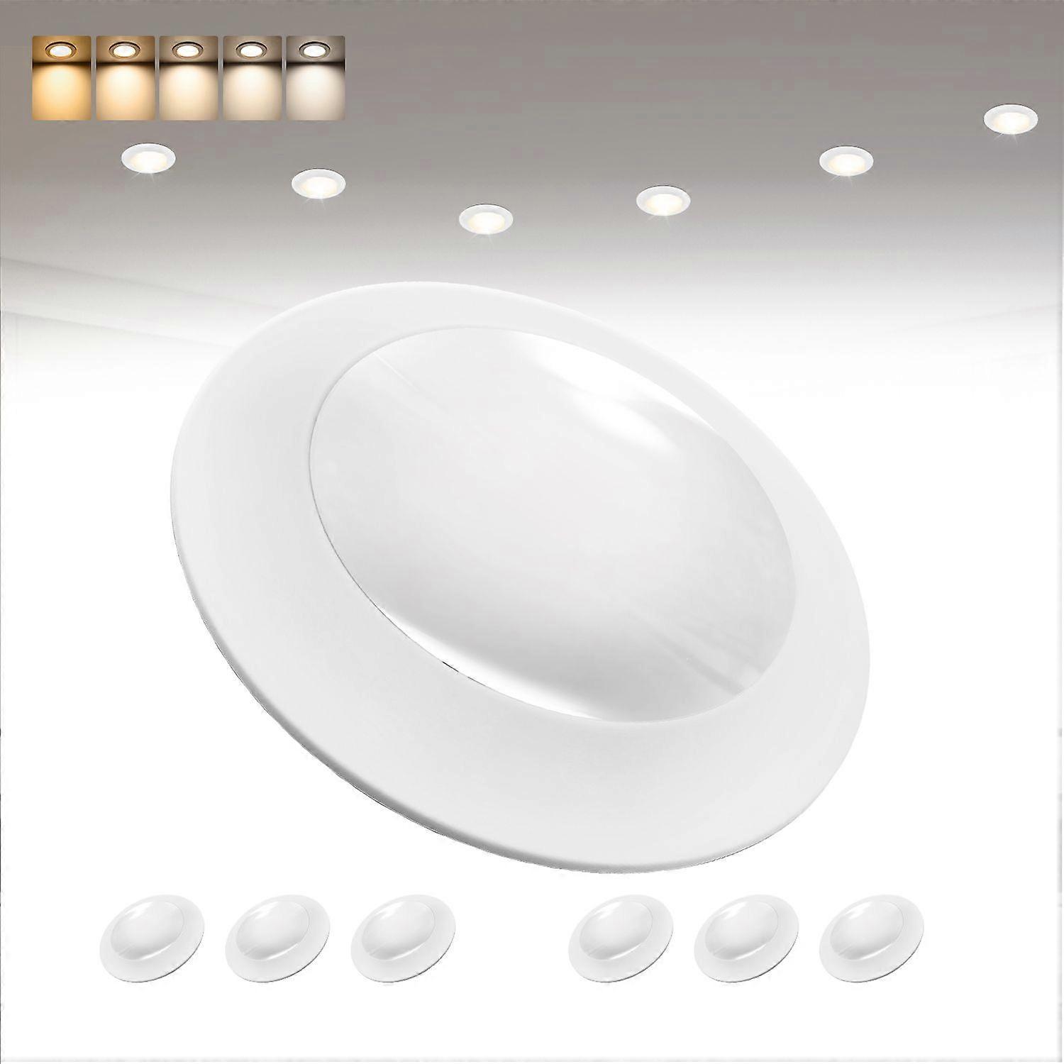 6 Inch LED Recessed Downlight Dimmable 15W 5CCt Warm White  Light To Daylight 5000K Flush Mount Ceiling Light Ultra Thin Driverless Retrofit Can Light