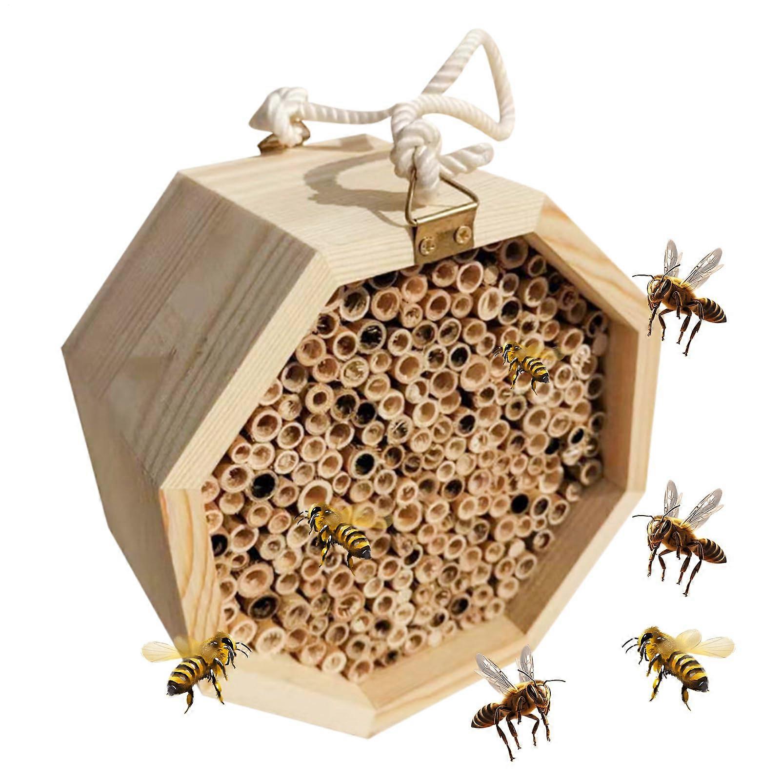 Bee House Wooden Bee Shelter For Bees And Butterflies, Pollinator Habitat, Garden Pollinators