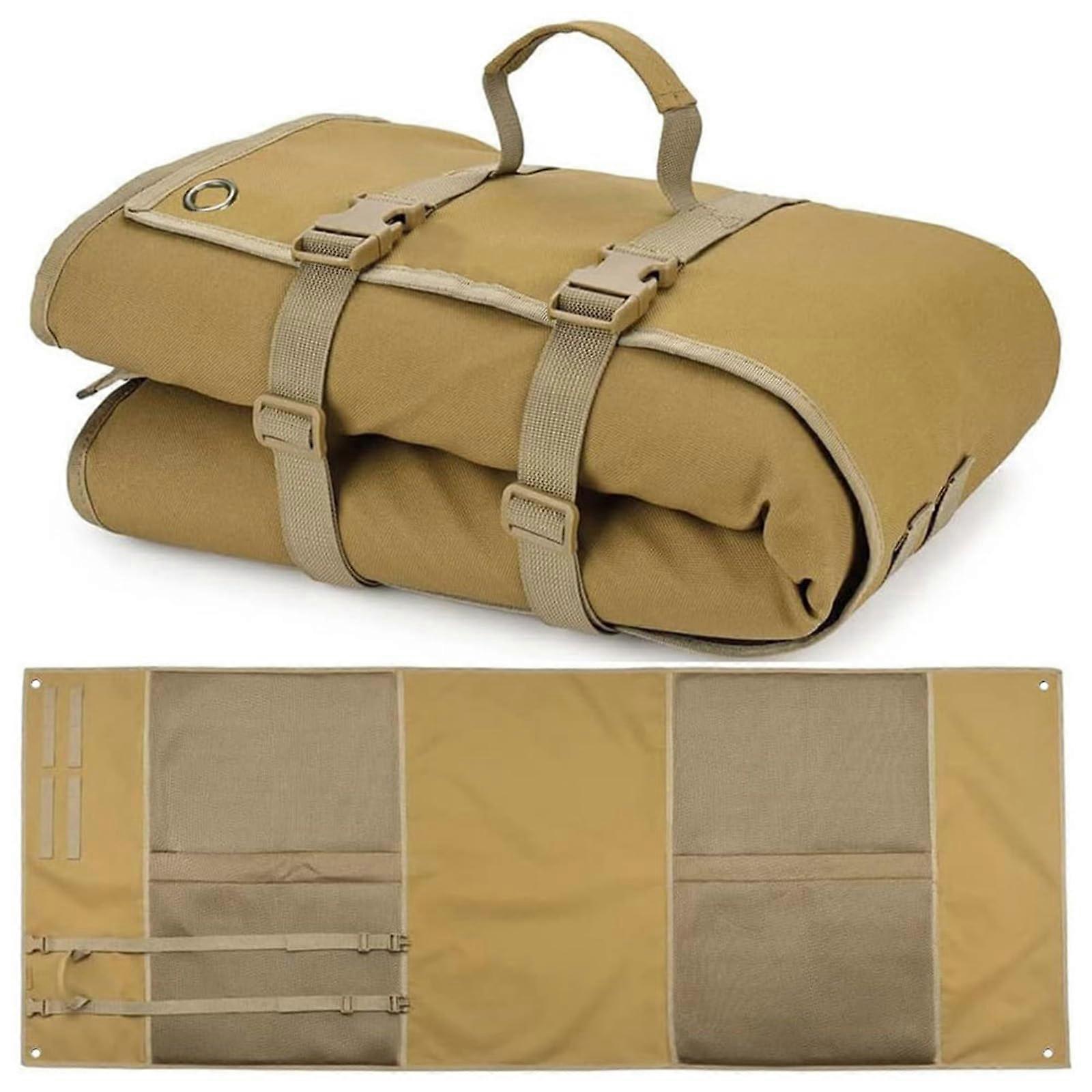 Tactical Shooting Mat, Prone Padded, Portable Roll Up for Hunting Training (Khaki)