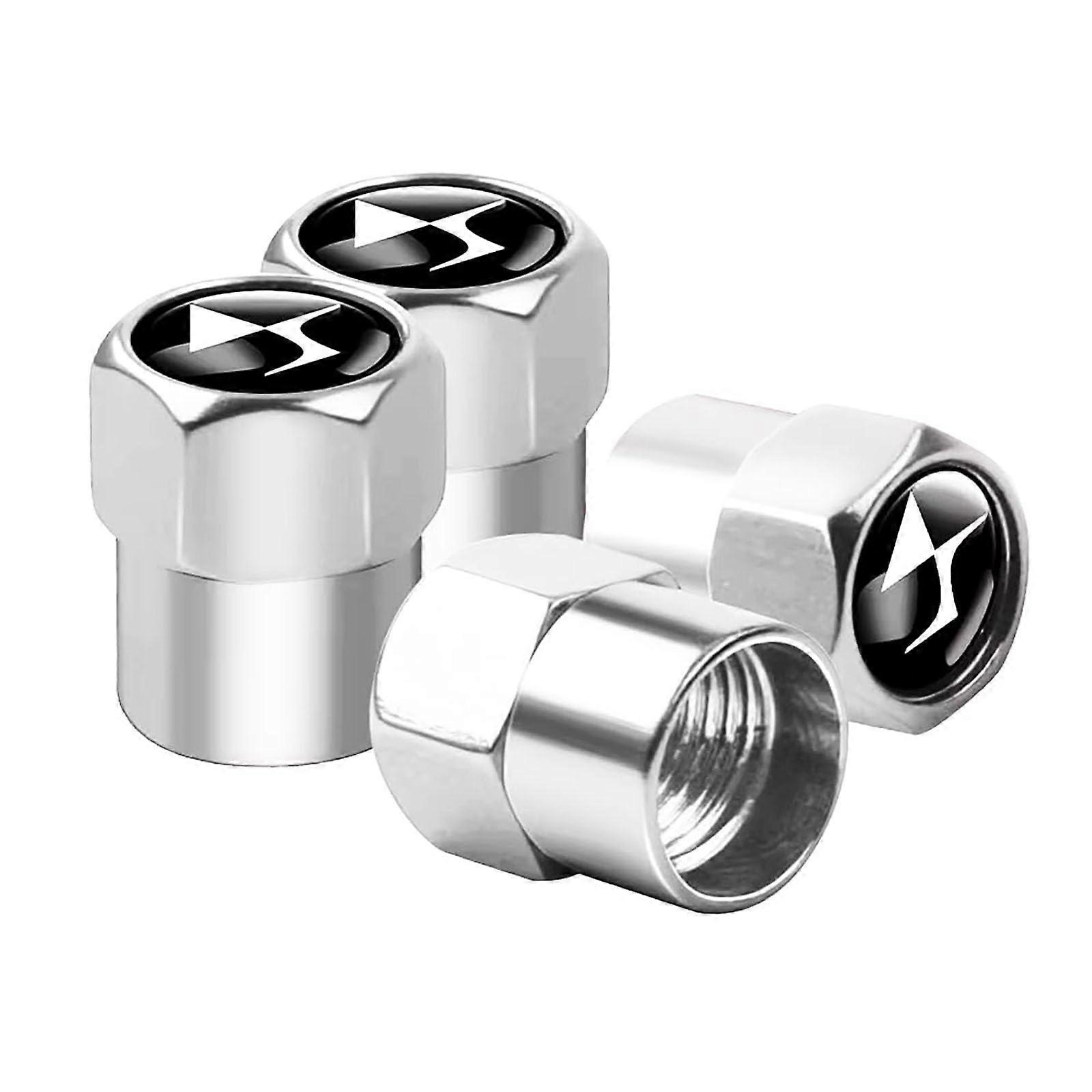 4 Pcs Car Tire Valve Stem Caps, Corrosion Resistant Dust Covers for Citroen C4 C3 C5 C1 DS7 DS6 C8 (Silver)