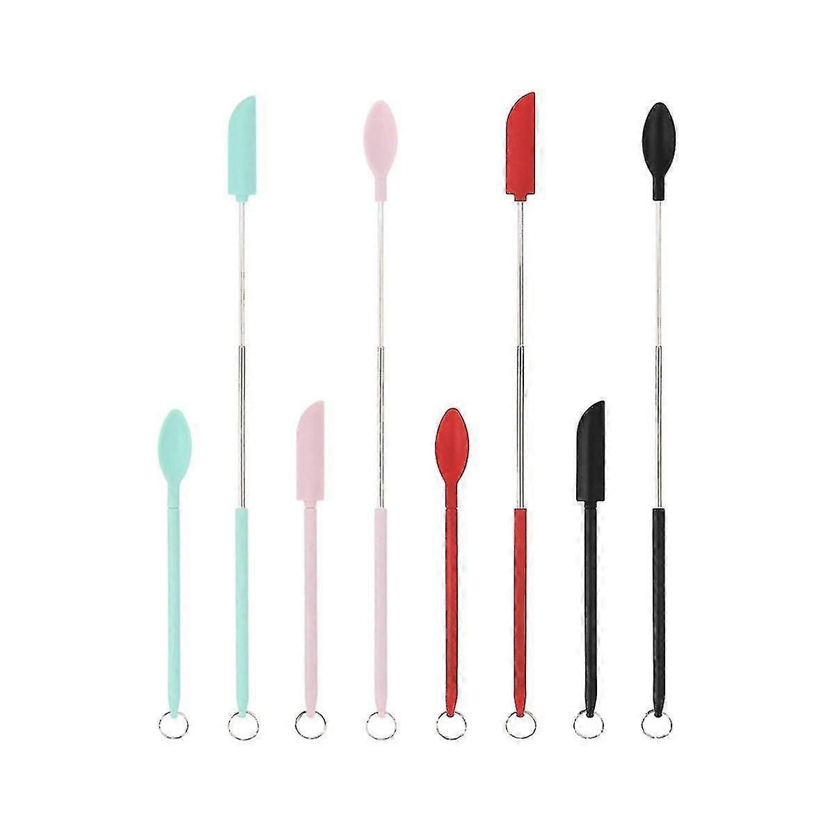 8 Pcs Mini Silicone Telescopic Spatula and Scooping Spoon for Makeup