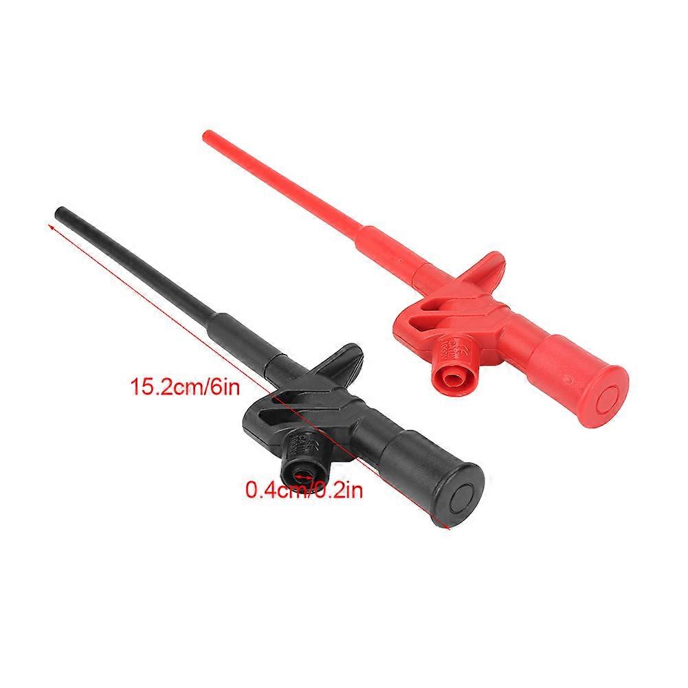 2Pcs P5004 Insulated Flexible Test Hooks 15.2cm Red & Black