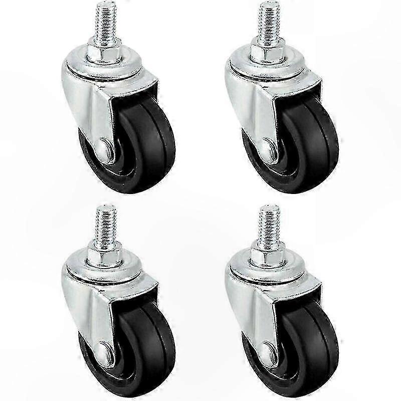 4-Pack 40mm Rubber Wheels with M8 Threaded Rod for Smooth Mobility