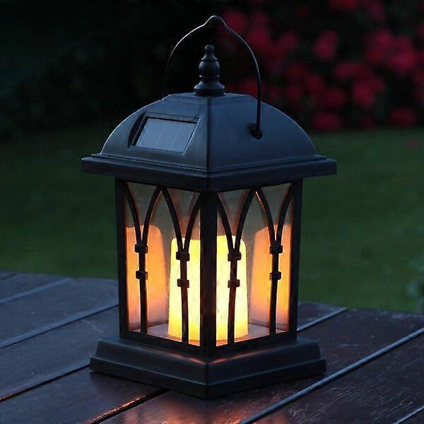 Solar plastic lanterns with LED candles, automatic light control and no wiring required
