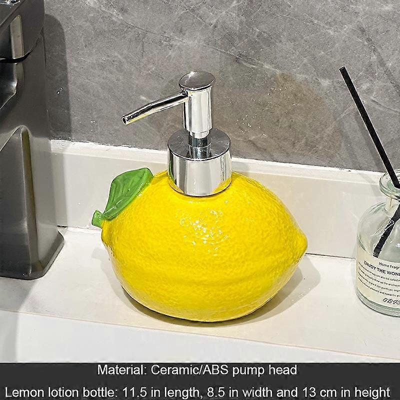 300ml Lemon-Shaped Ceramic Lotion Bottle Shampoo And Detergent Ideal For Bathroom And Kitchen Use Bathroom Decor