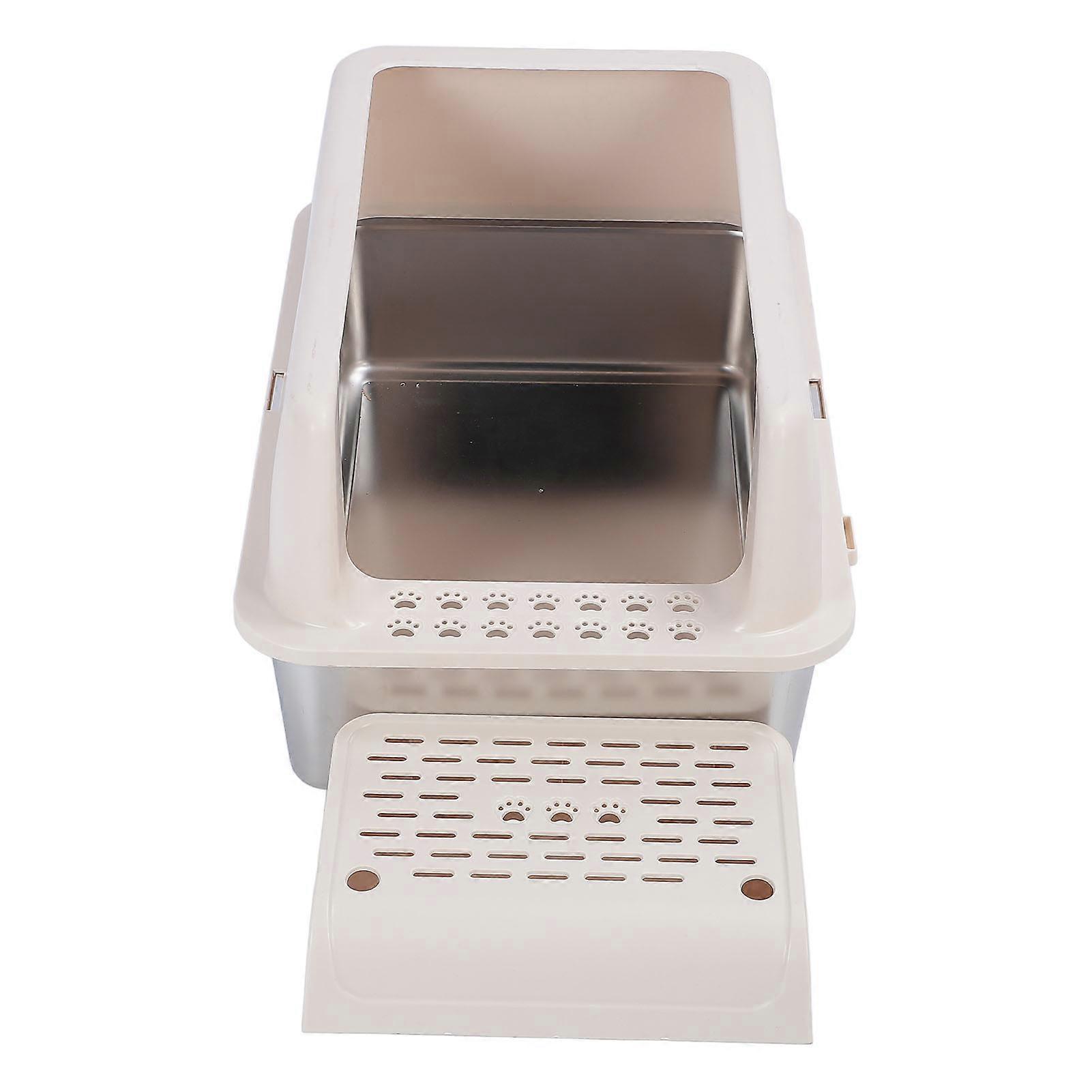 ארגז חול לחתולים גדול במיוחד מנירוסטה 59.9x38.9x15 ס"מ חאקי