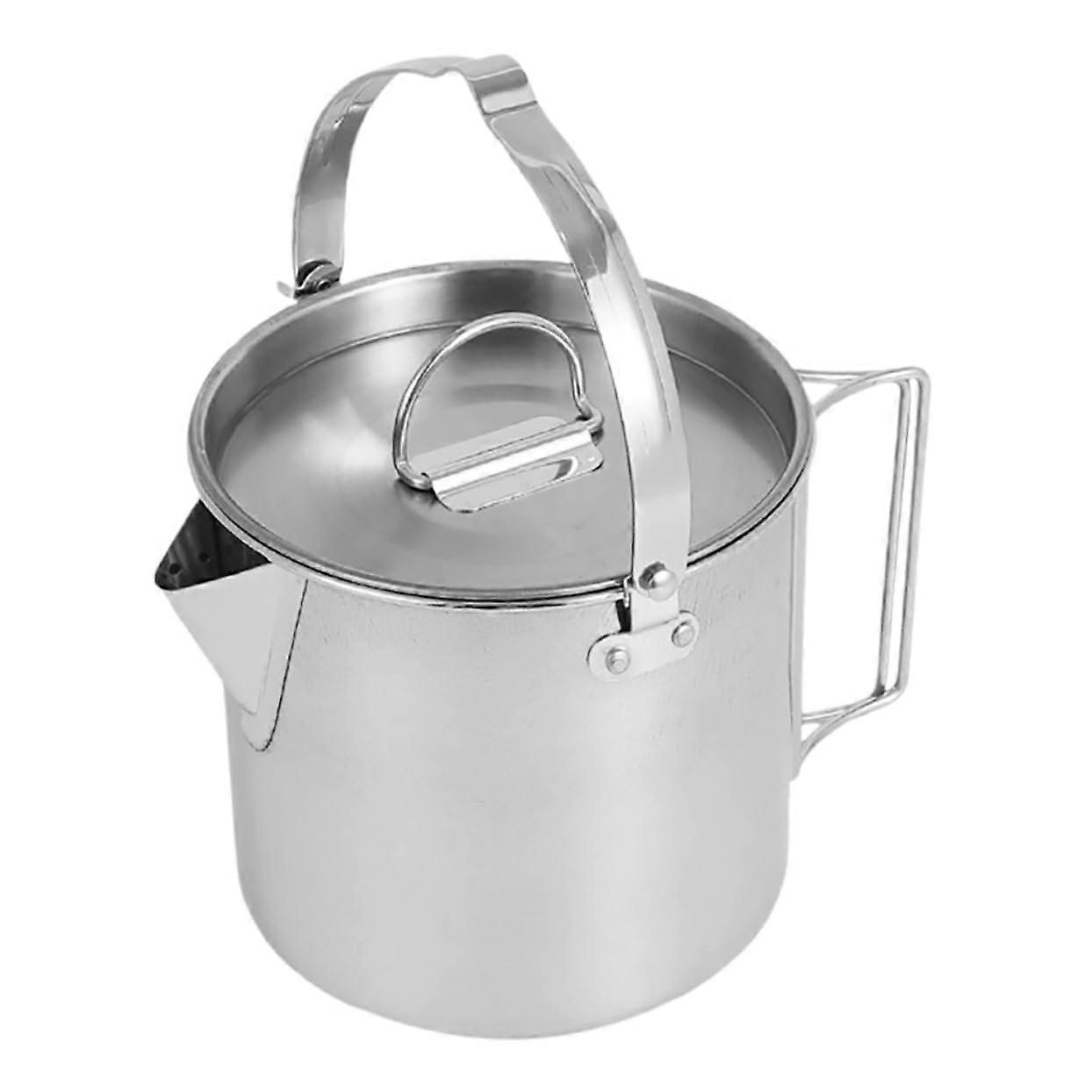 Portable Stainless Steel Camping Kettle 1.5L Multifunctional Outdoor Teapot for Hiking and Picnics Fast Heating Durable Design