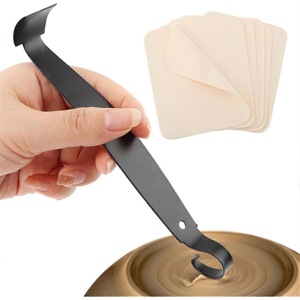 Pottery Trimming Tools with 6pcs Pre-Cut Chamois Cloth,for Potter