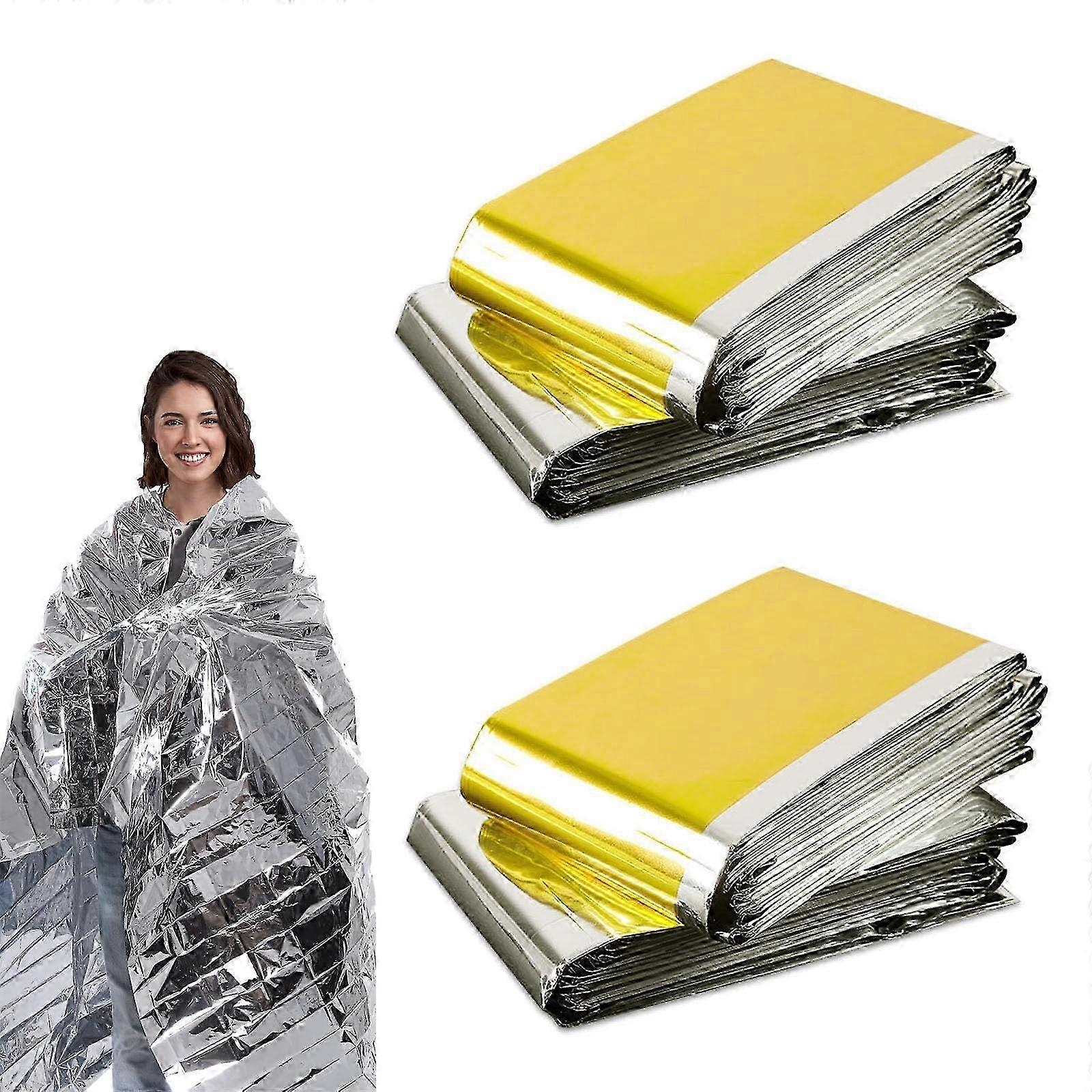 4 PCS Survival Blanket, Foil Blankets Emergency Blanket Thermal Bla...