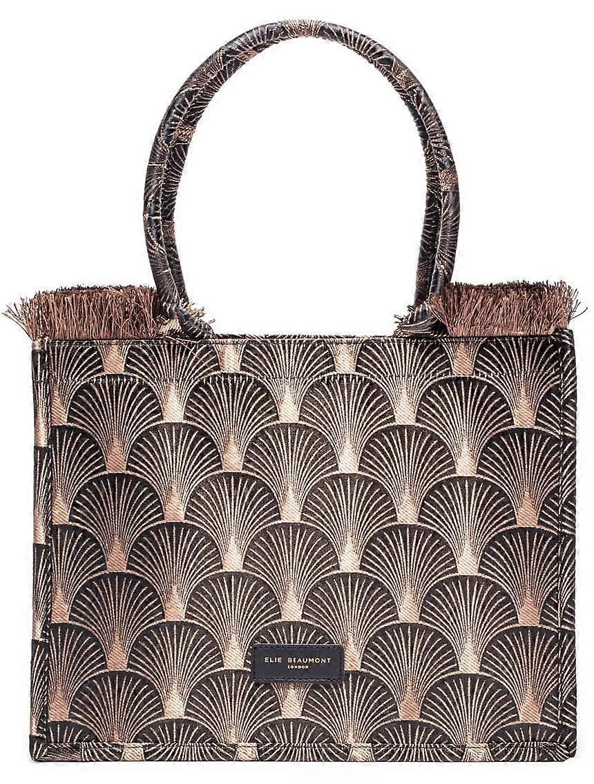Elie Beaumont Fabric Midi Tote Bag - Black Copper Fan