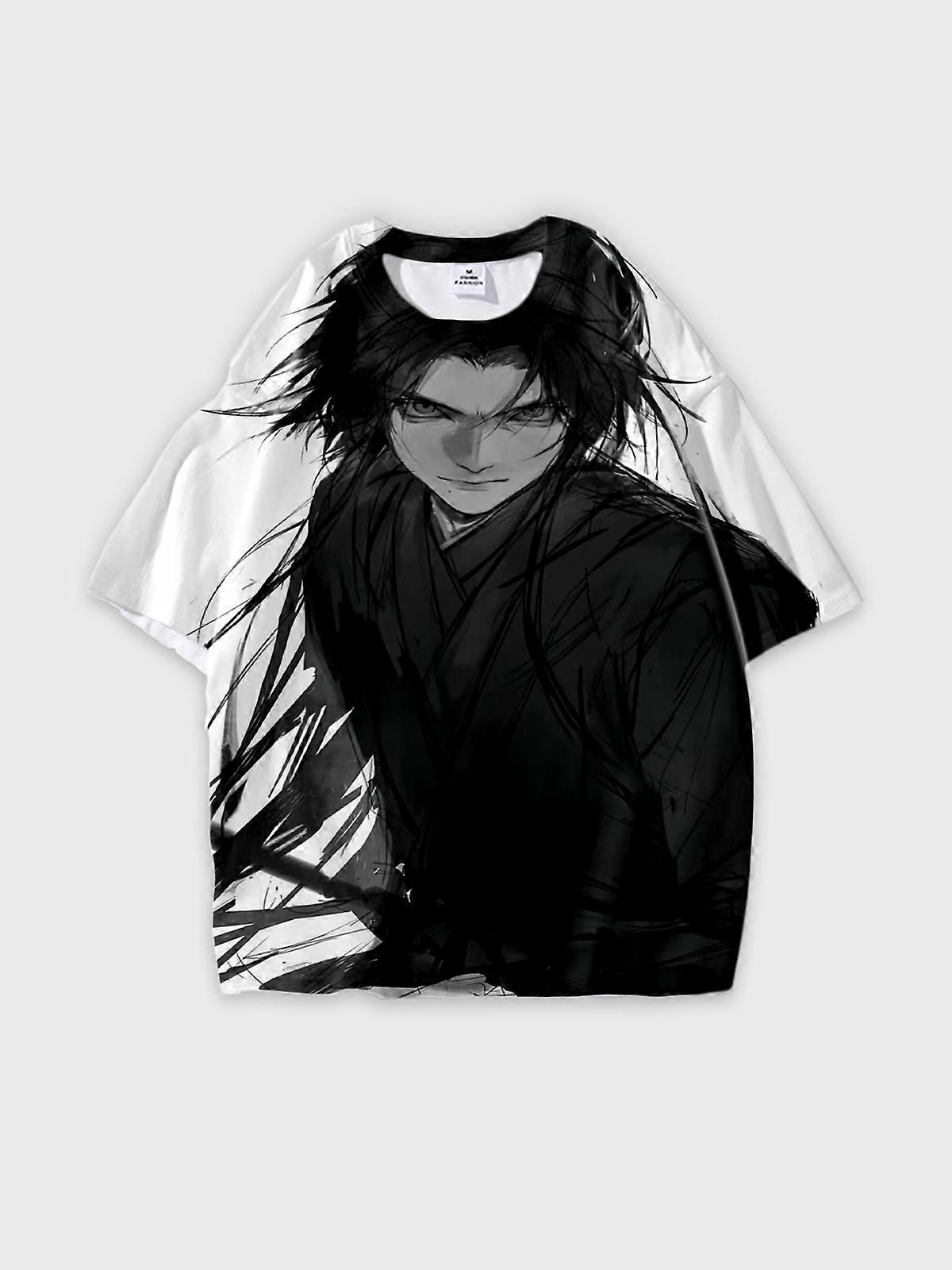 T-Shirt Round Neck, Loose Short Sleeve Pattern Graphic Tee, Unisex Summer Casual Top U2649