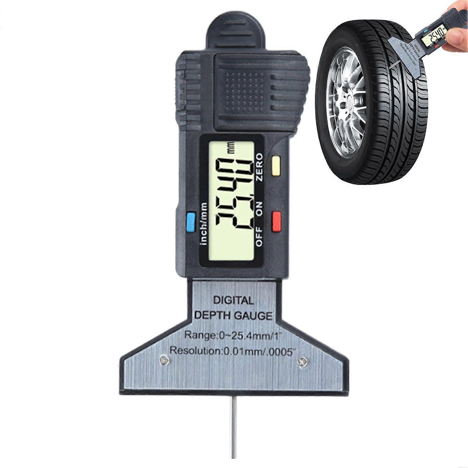 Tire Tread Gauge Digital LCD Display 0.01mm Precision Spring Tool For RV Truck Automobile Bike