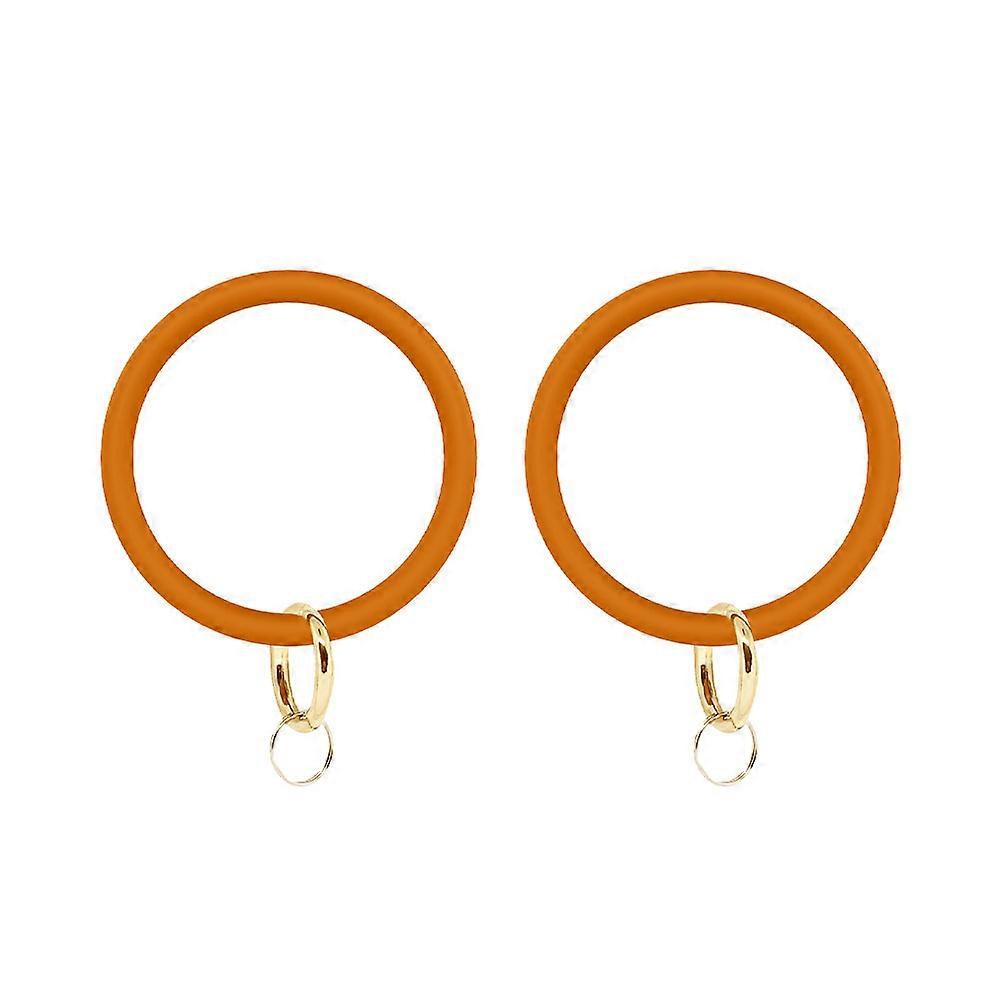 Silicone Key Pendant Bracelet Accessories For Women Ladies Large Circle Fashion Design Orange 2Set