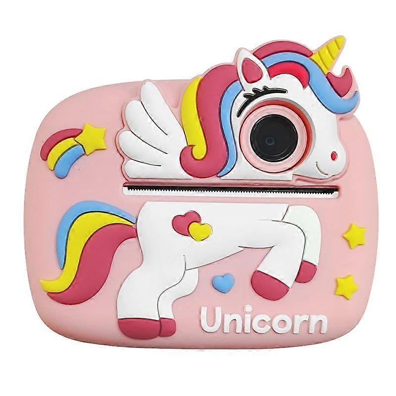 Kids Camera D1 Instant Print 2400W HD Dual Lens 2.4 Inch Screen 1080P Video with Stickers and 32GB TF Card Chronus (Pink)
