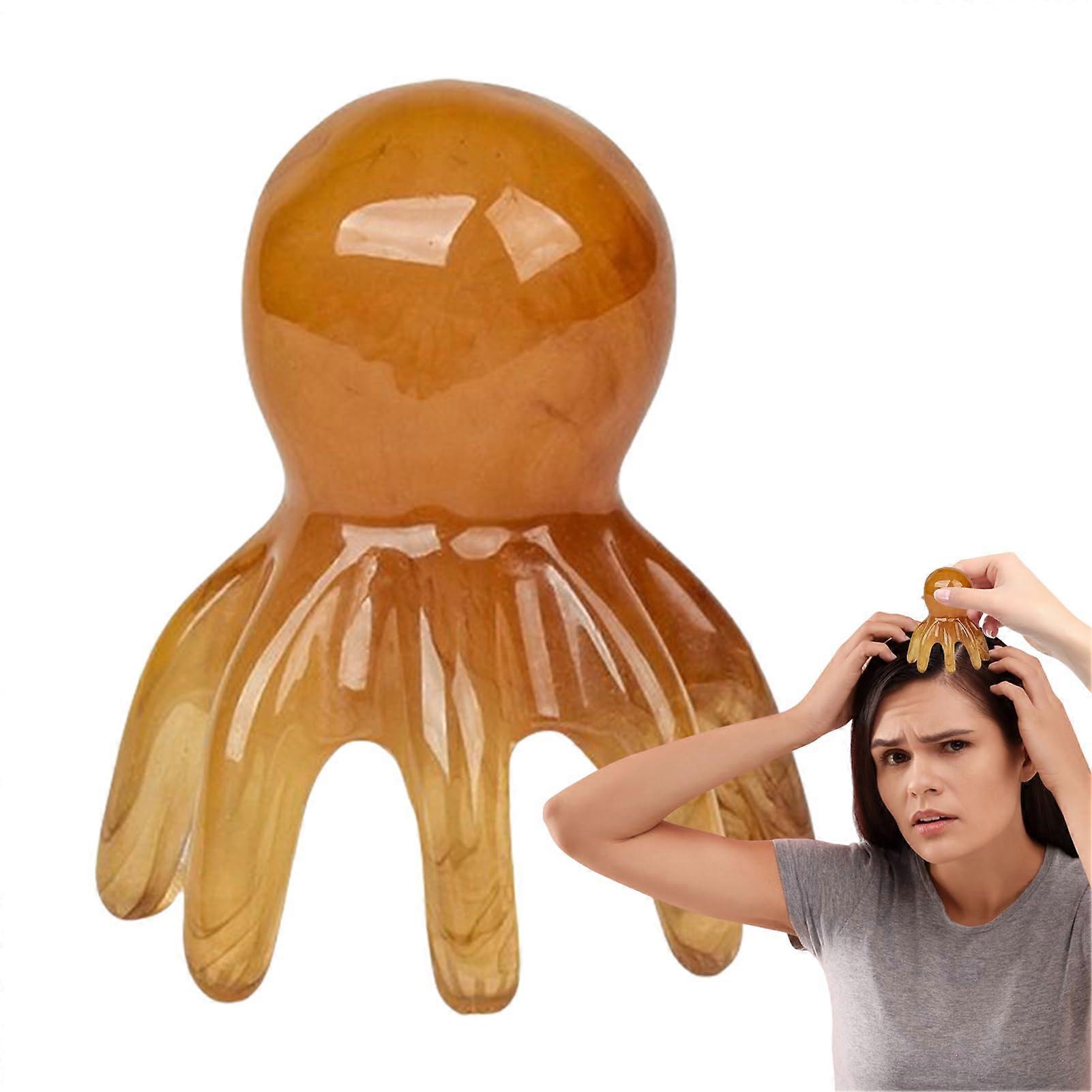 Scalp Massage Tool Octopus Head Massager For Home Head Spa And Shower Travel Family Use Tan