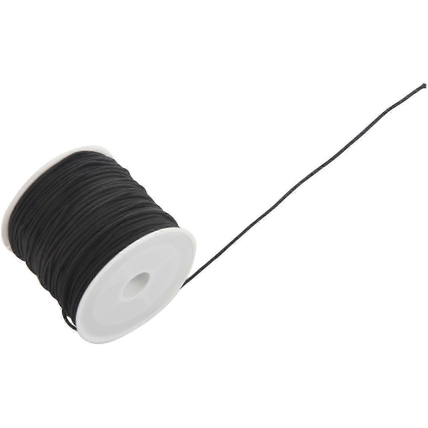 1 Roll 24m Long Black Round Elastic Beading Thread Cord 1mm