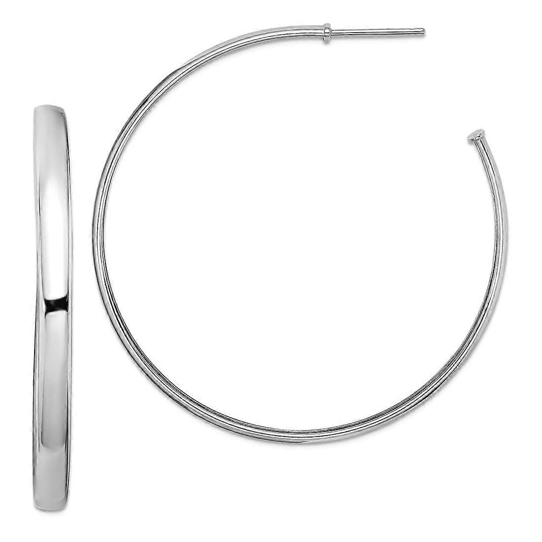 925スターリングシルバーロジウムメッキポリッシュポストフープピアス-女性用フープピアス