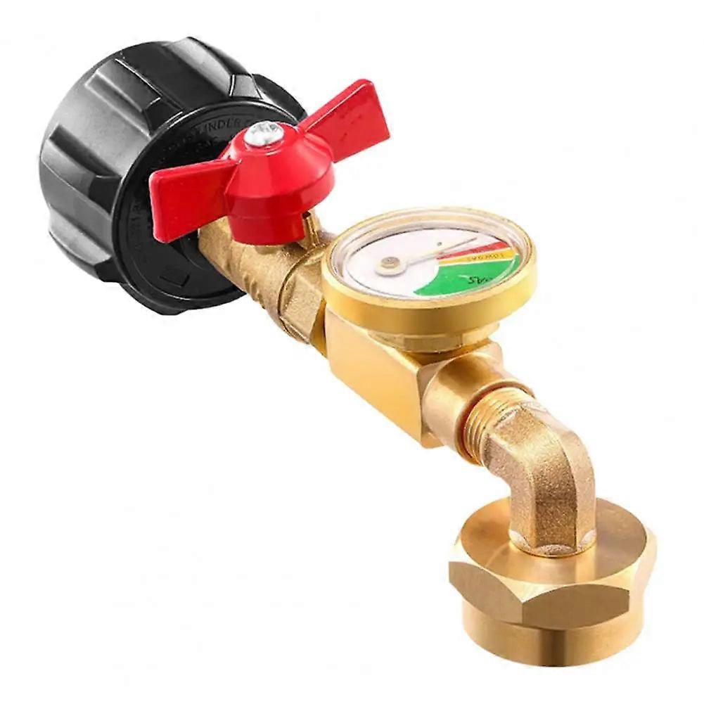 Propane Gas Tank Refill Adapter With Valve Gauge, Explosion-proof Brass