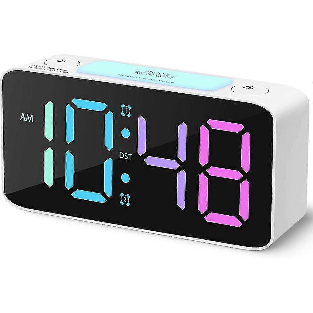 Extra Loud Alarm Clock for Adult Deep Sleepers, Digital Clock with 7 Color Night Light, Adjustable Volume, Dimmer, Small Clock for Bedroom 2025