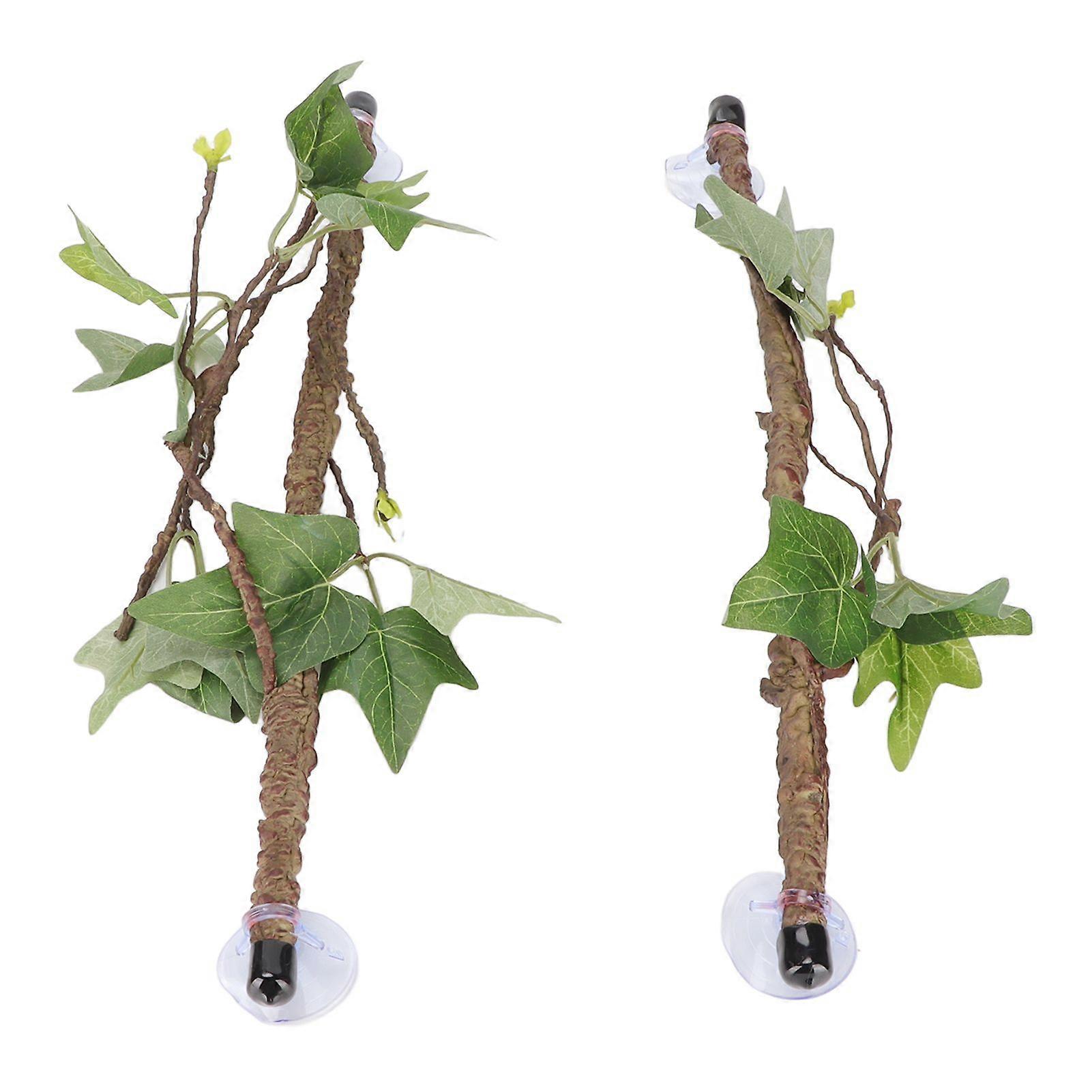 Reptile Corner Branch Terrarium Plant Decoration with Suction Cups for Amphibian Lizard Snake Climbing