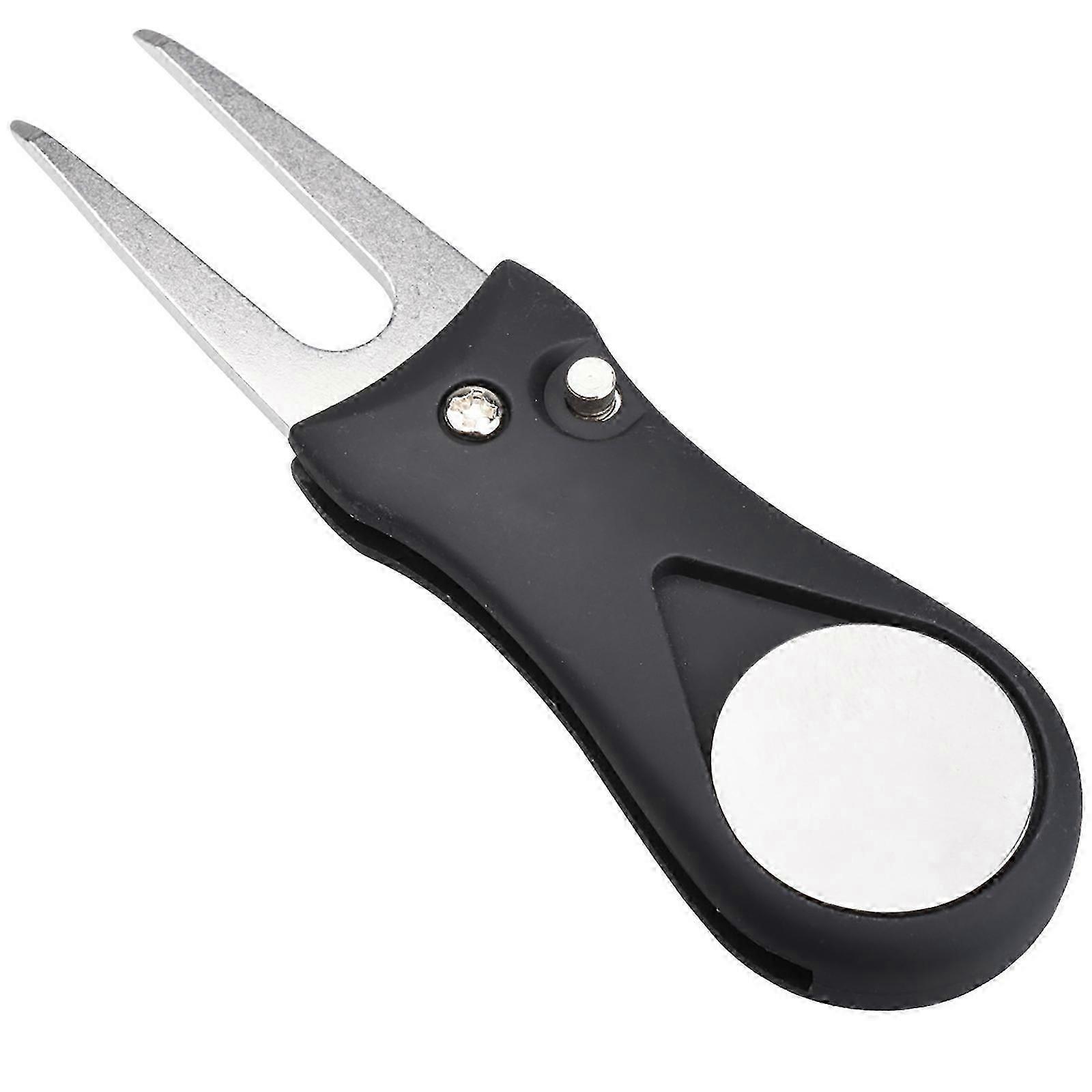 Foldable Golf Divot Repair Tool With Button Putting Green Fork Replacement Pitch Grooves Cleaner For Golfers Easy To Use Yellow