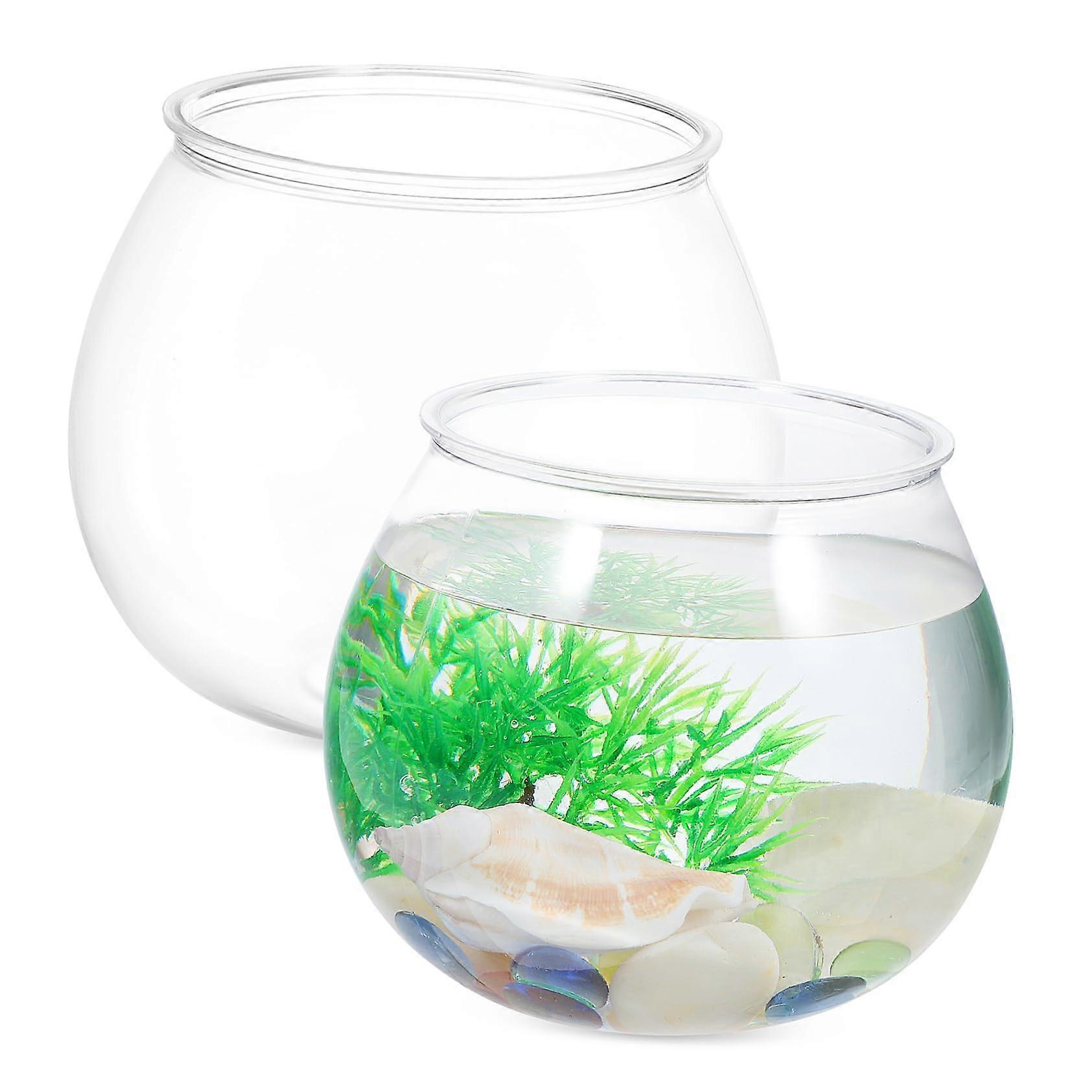 Fish Tanks 2 Pack Desktop Bowls for Goldfish and Plants, Hydroponic Display, Compact Office and Home Decor