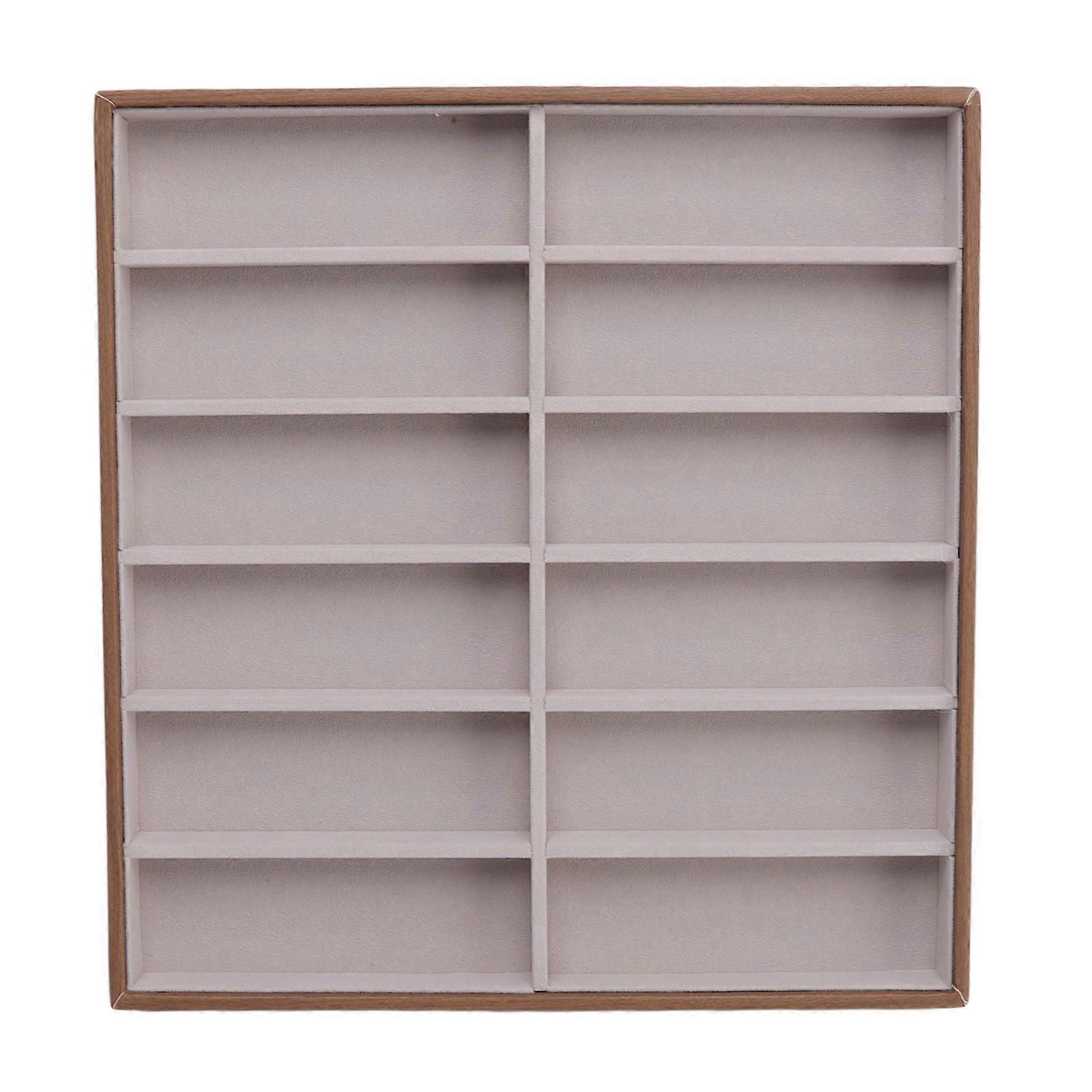 Sunglasses Display Tray PU Wood Grain Sunglasses Storage Case for Home Glasses Store 12 Grids