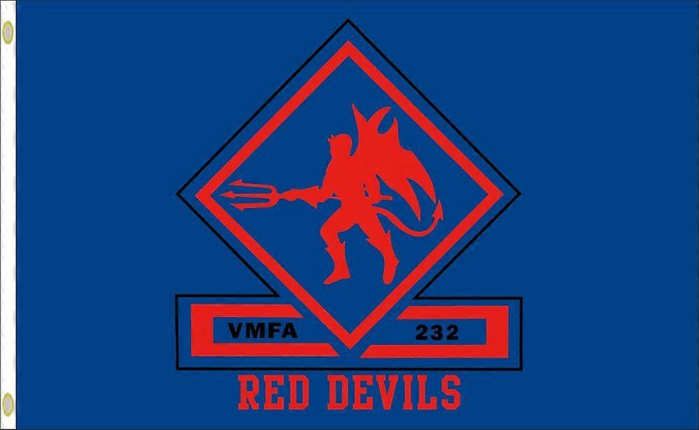 USN USMC VMFA-232 Corps des Marines Red Devils Sqn Drapeau unilatéral Bannière