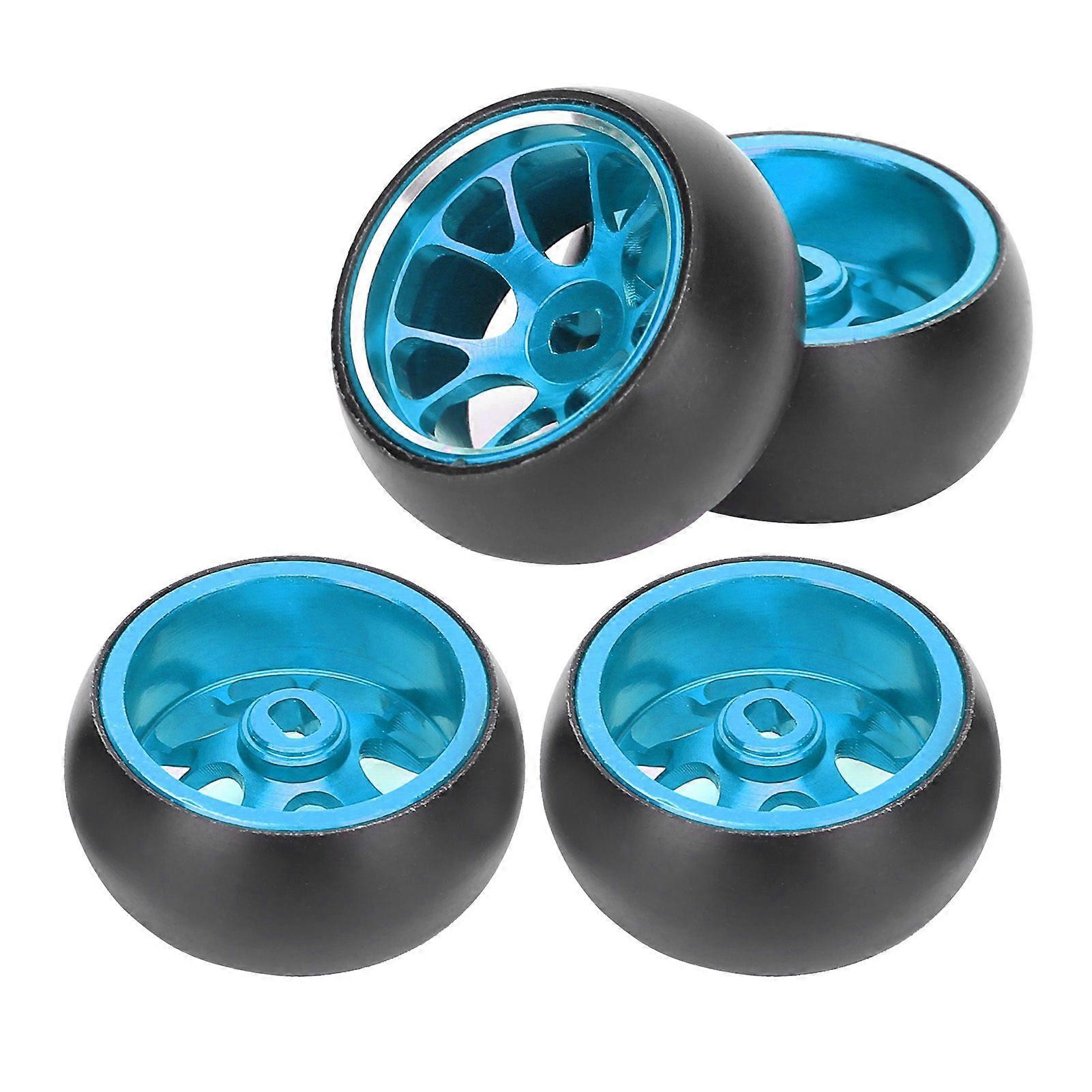 Remote Control Metal Wheel Hub Drift Tires Replacement for Wltoys k969 1/28 RC CarBlue