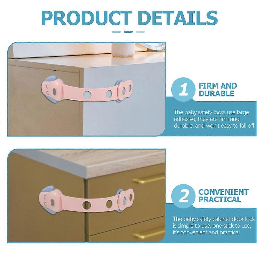 Baby Safety Strap Locks Cabinet Locks for Refrigerators Childproofing Abs Pink 90 Degrees Rotation 4Pcs