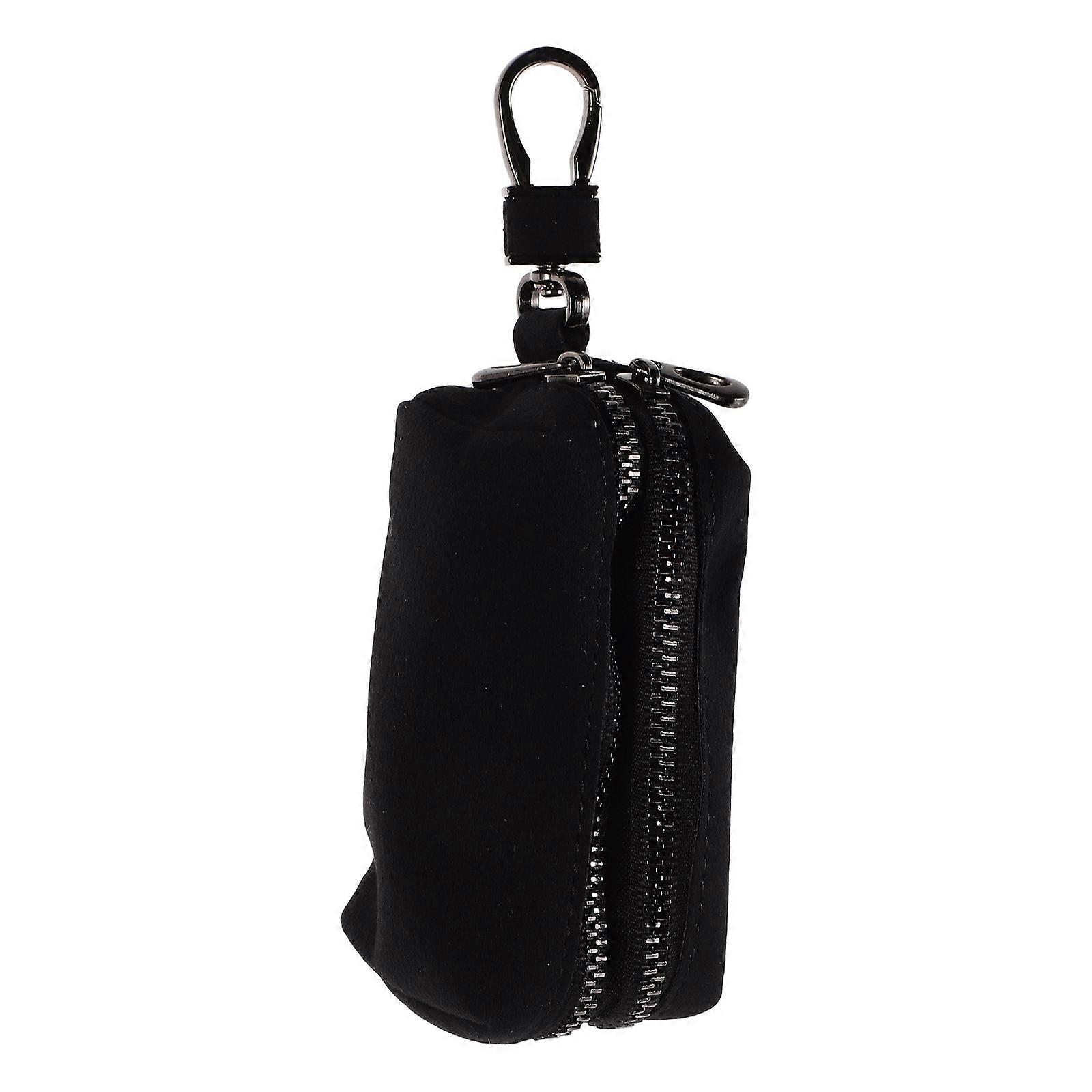 Car Key Holder PU Key Case with Zipper for Storage Use Black